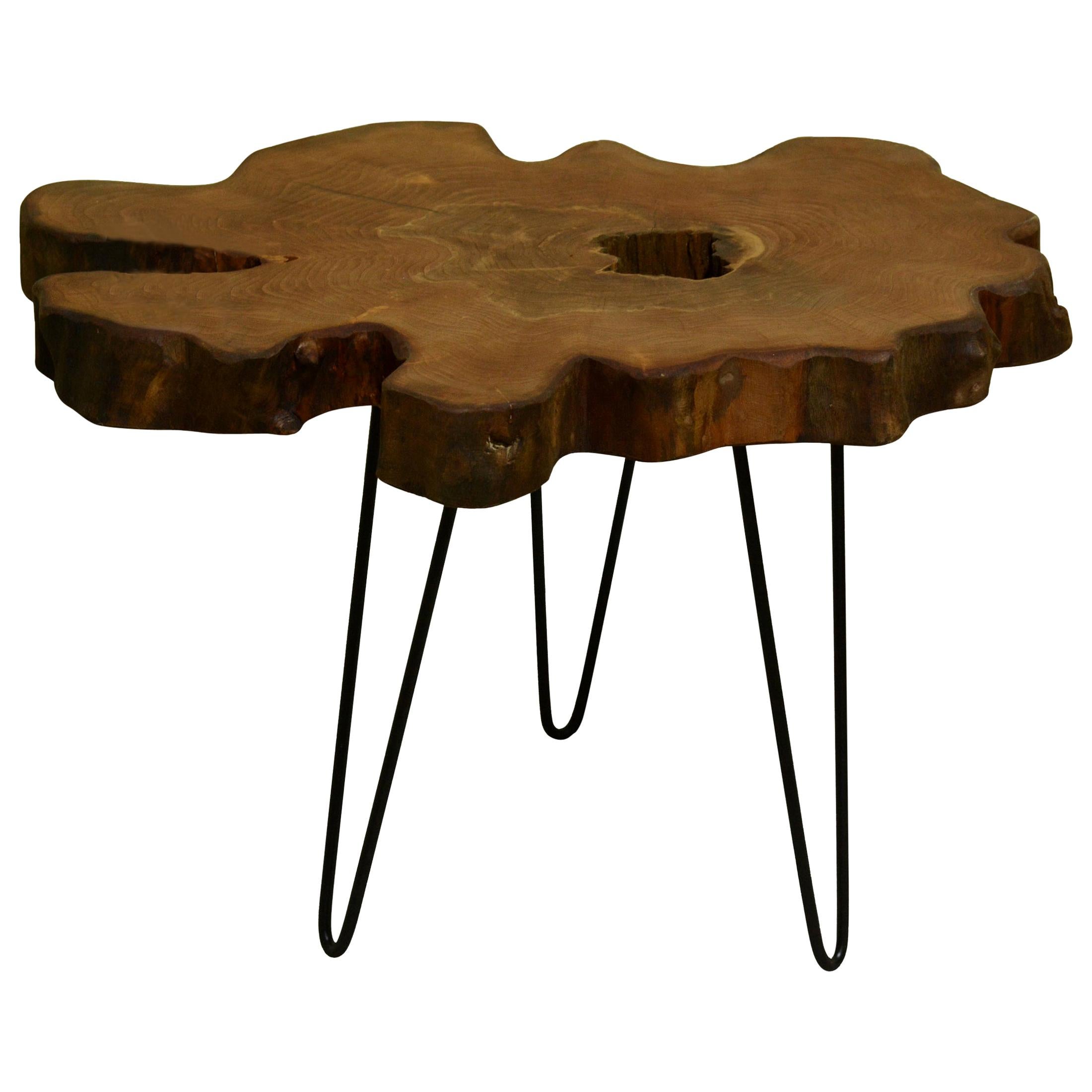 Redwood Tree Live Edge Coffee Table with Hairpin Legs / LECT119 For Sale