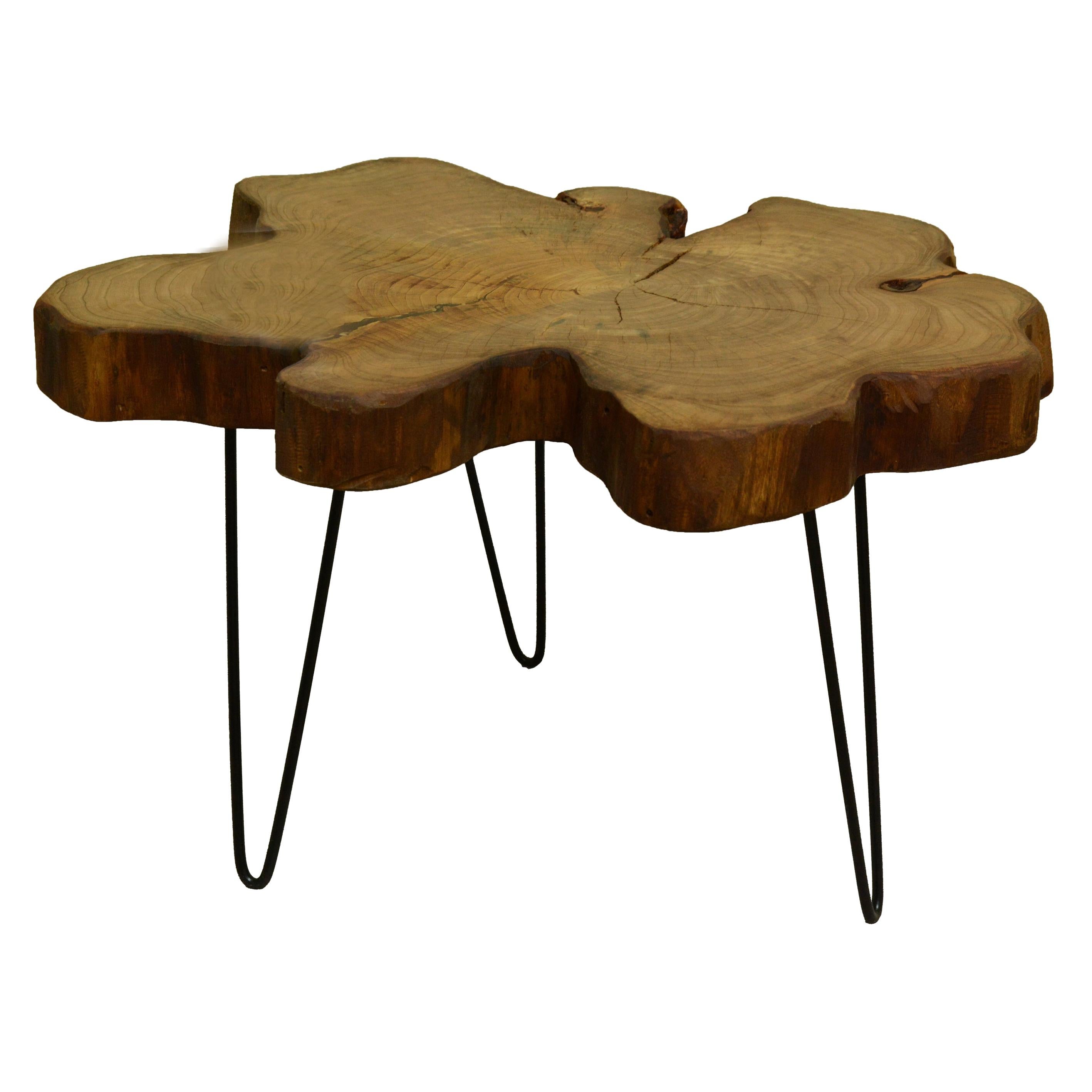 Redwood Tree Live Edge Coffee Table with Hairpin Legs / LECT134 For