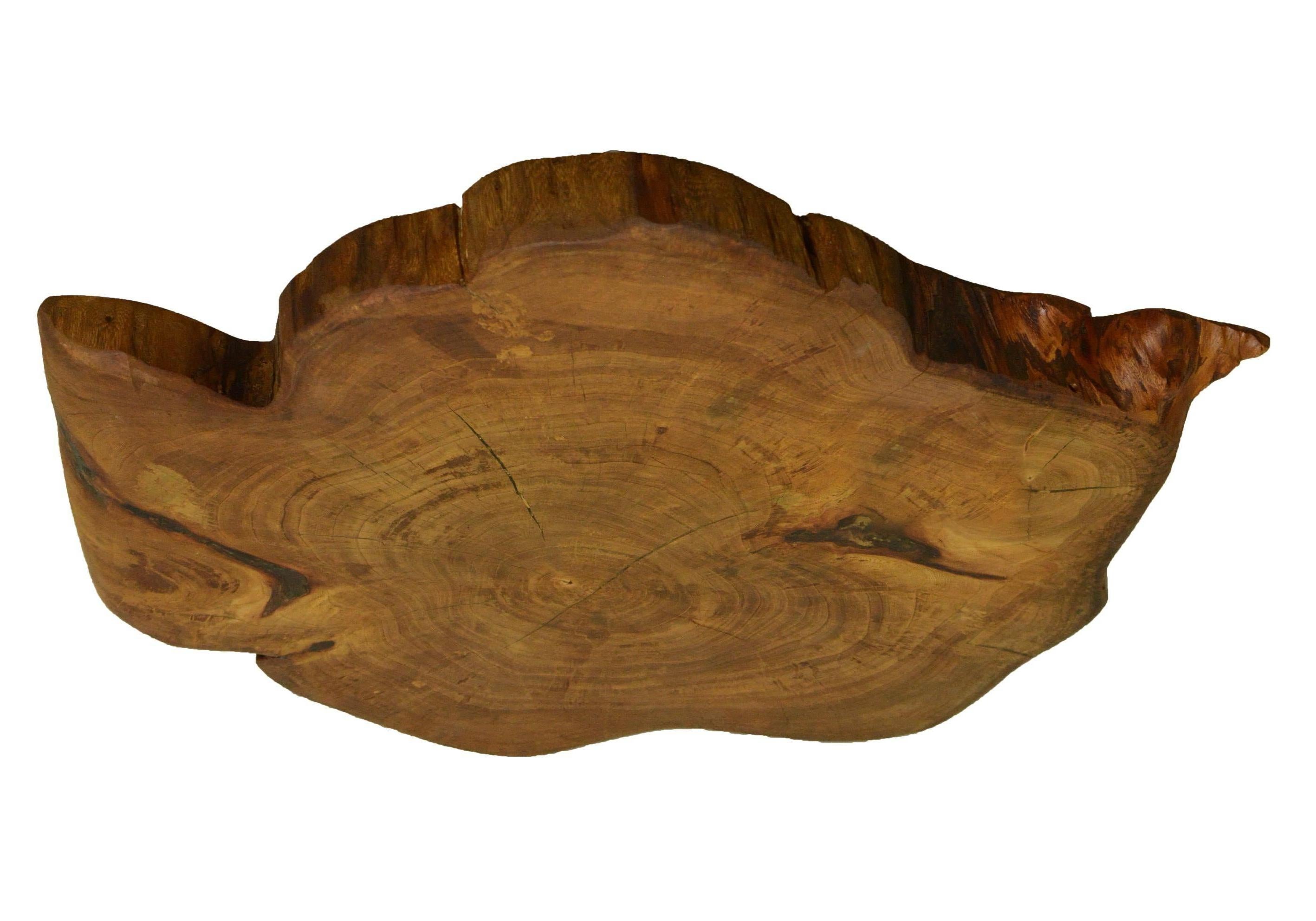 Mid-Century Modern Redwood Tree Live Edge Coffee Table with Hairpin Legs / LECT142 For Sale