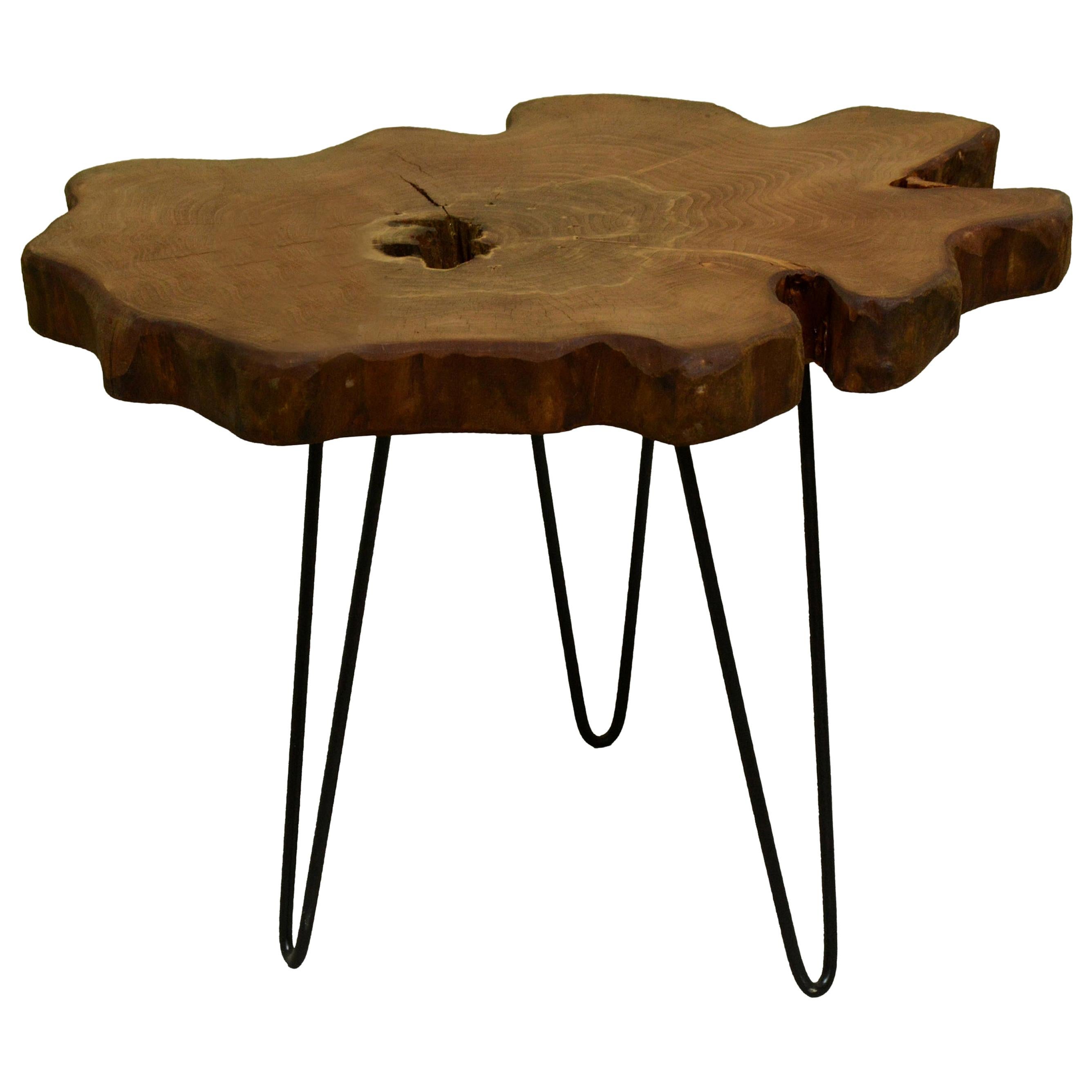 Redwood Tree Live Edge Coffee Table with Hairpin Legs / LECT143 For Sale