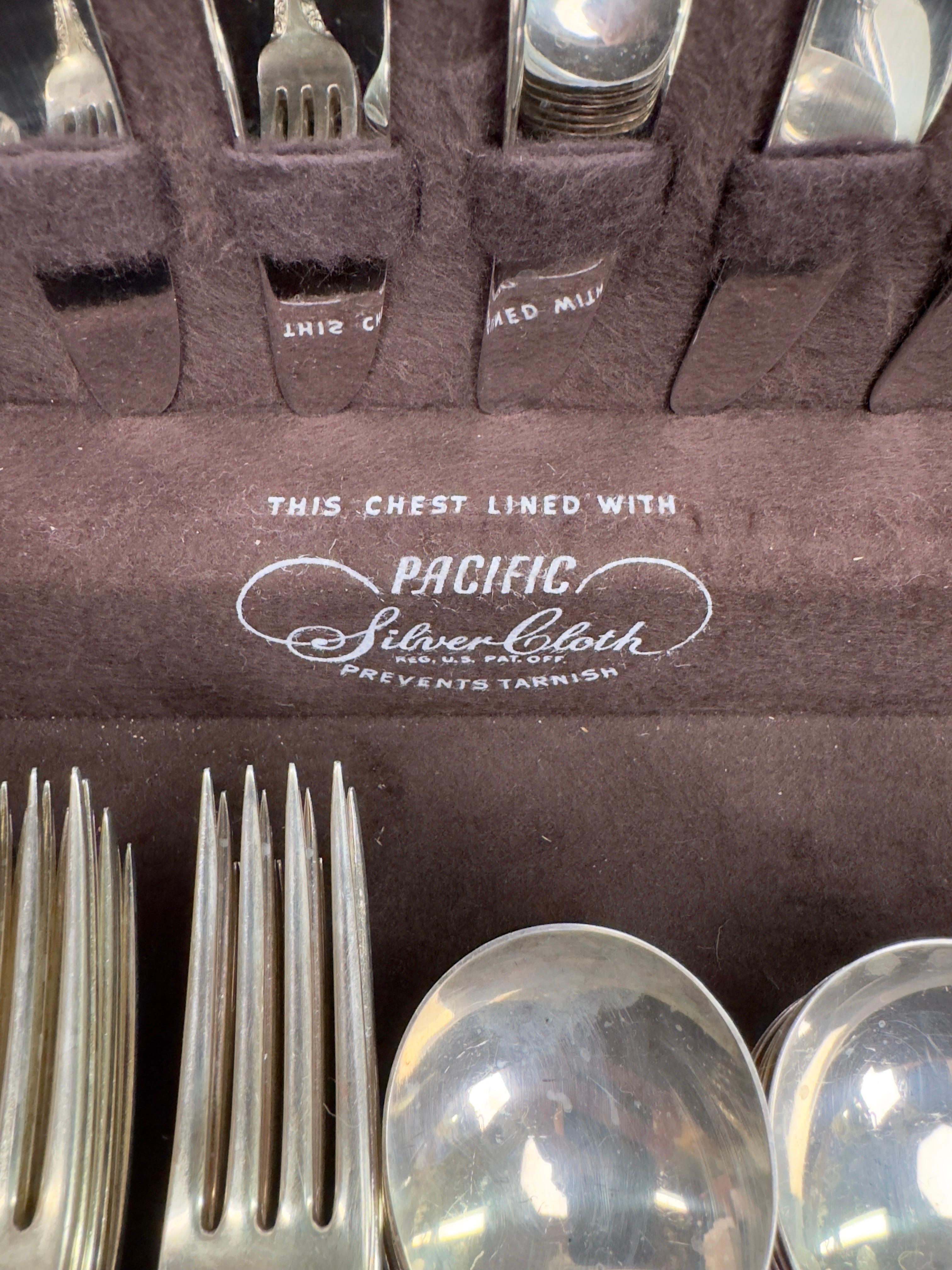 Sterling Silver Reed and Barton Art Nouveau Serling Silver Dinner Flatware set, 72 Pcs