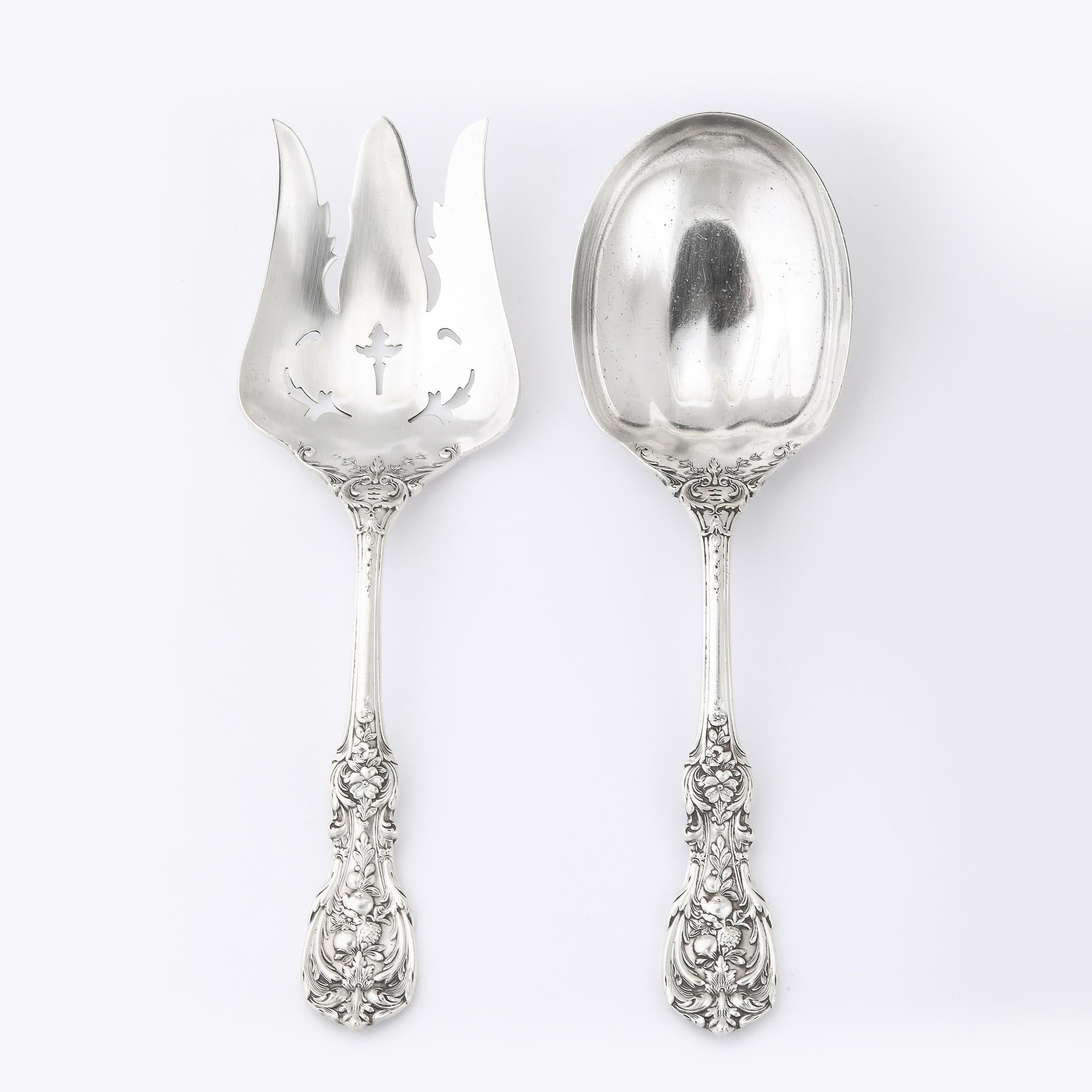 Reed and Barton Francis I Pattern Sterling Silver Serving Spoon & Fork Set  For Sale 3