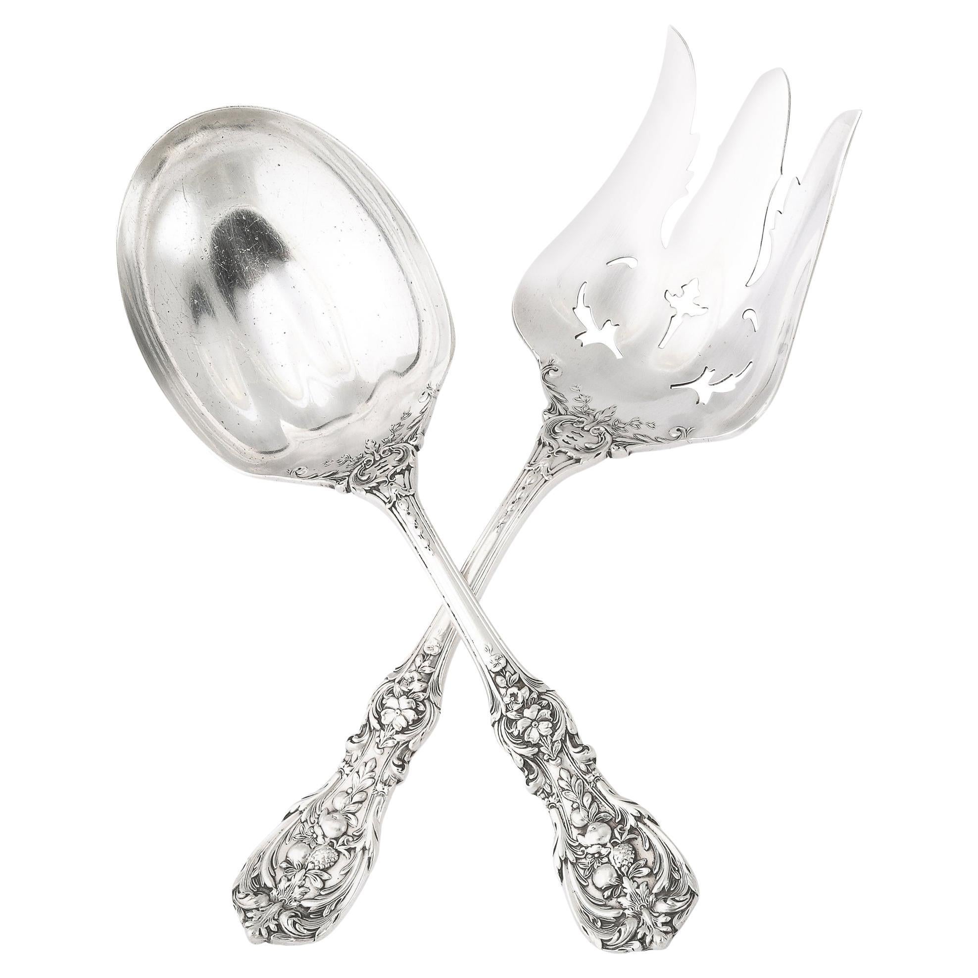 Reed and Barton Francis I Pattern Sterling Silver Serving Spoon & Fork Set  For Sale