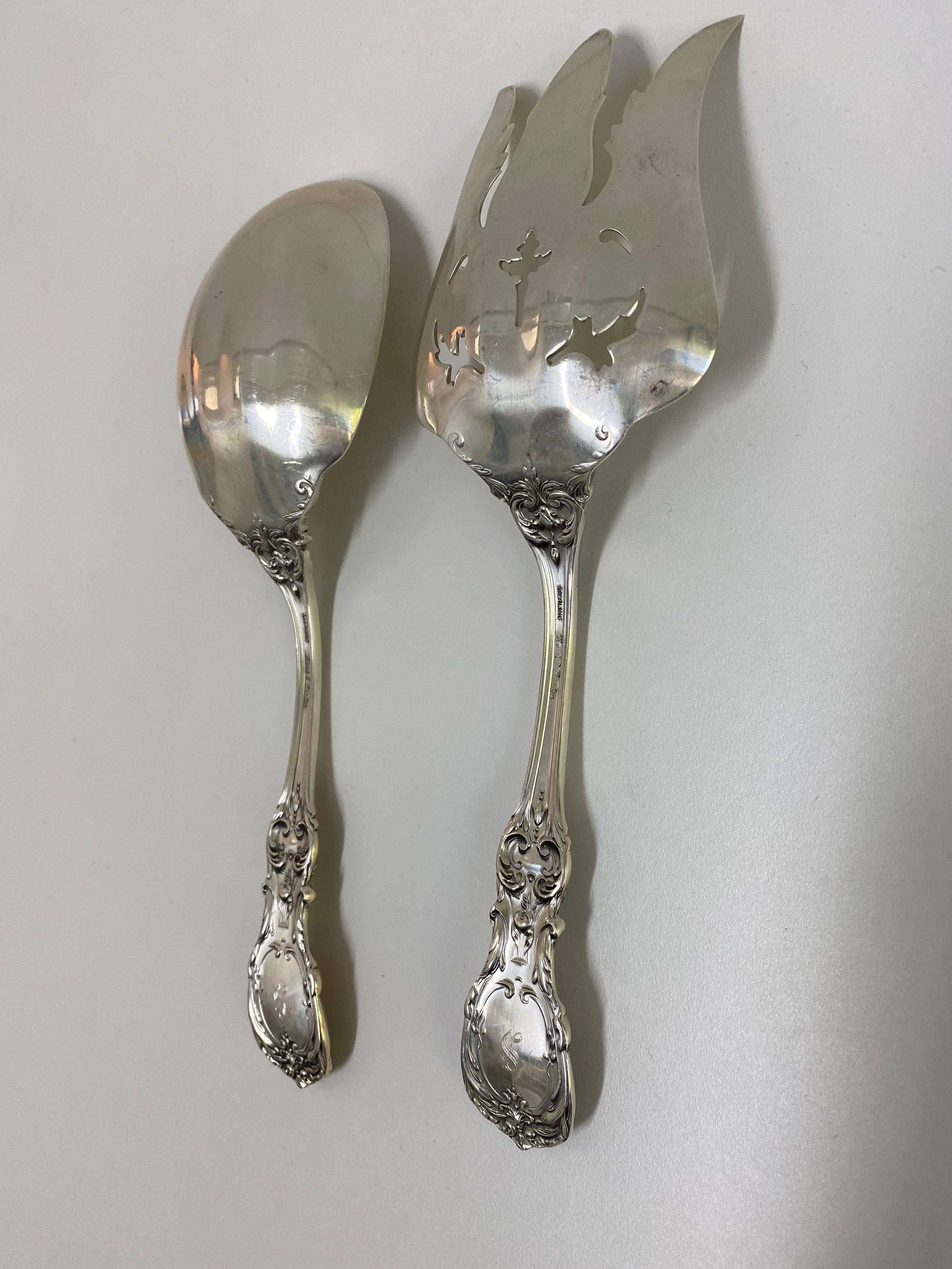 20th Century Reed and Barton Francis I Sterling Salad Set For Sale