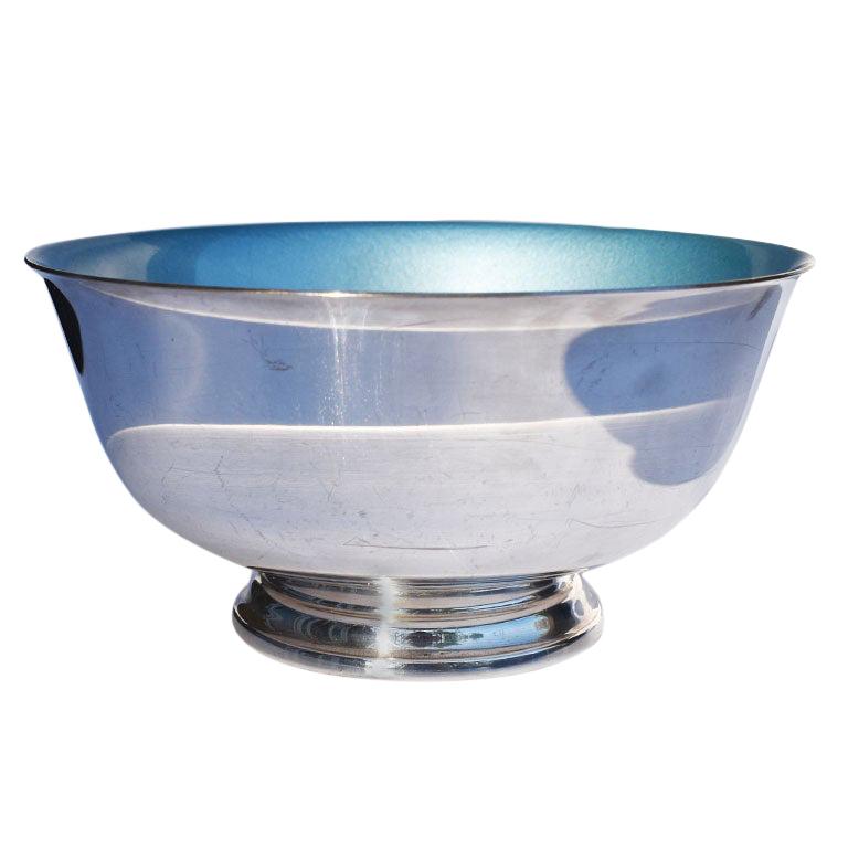 Reed and Barton Silver and Cerulean Blue Paul Revere Liberty Serving Bowl, 1945 For Sale