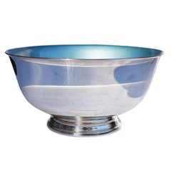 Retro Reed and Barton Silver and Cerulean Blue Paul Revere Liberty Serving Bowl, 1945