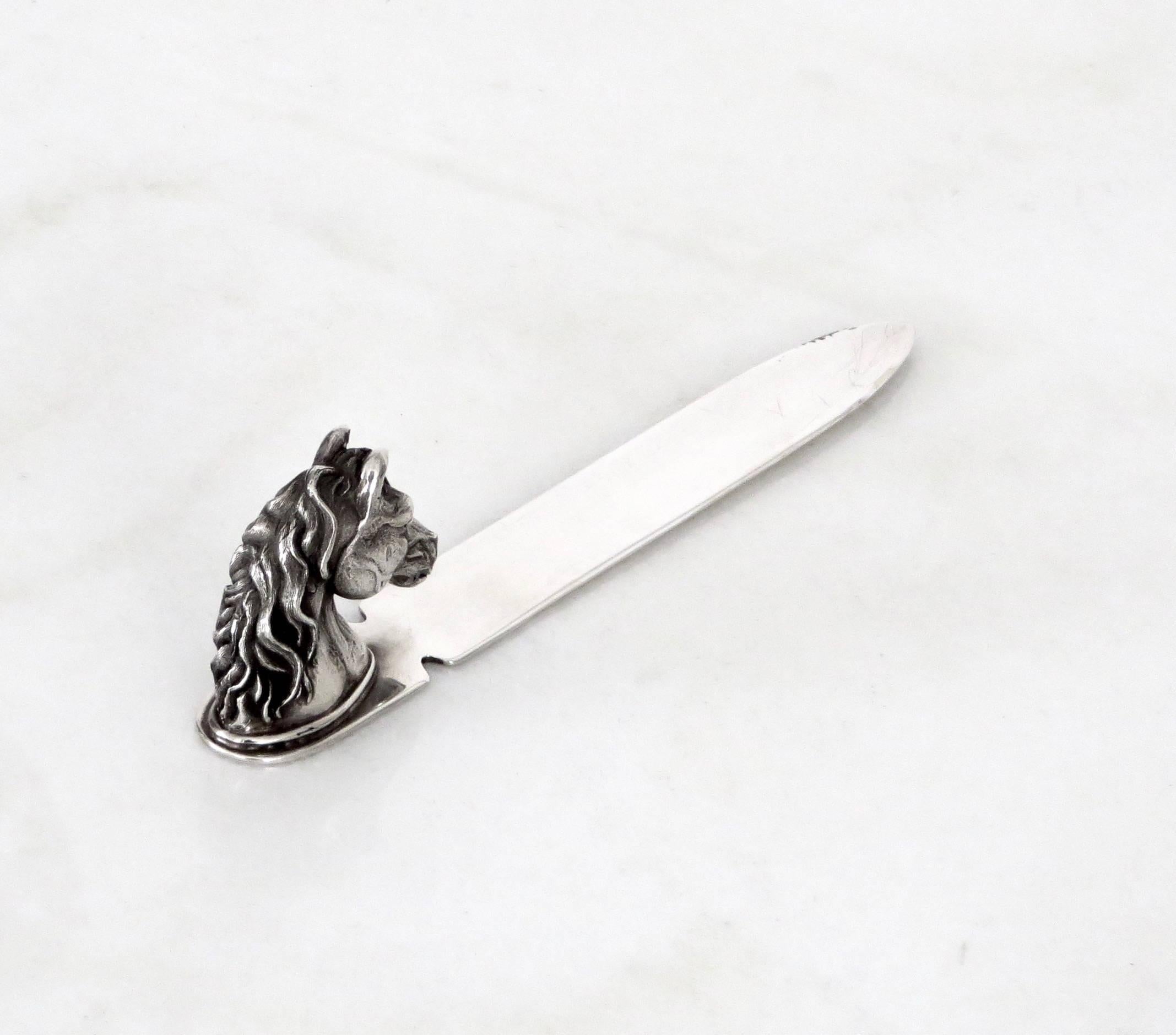 Mid-Century Modern Reed and Barton Silver Plate Letter Opener Featuring a Horse Head