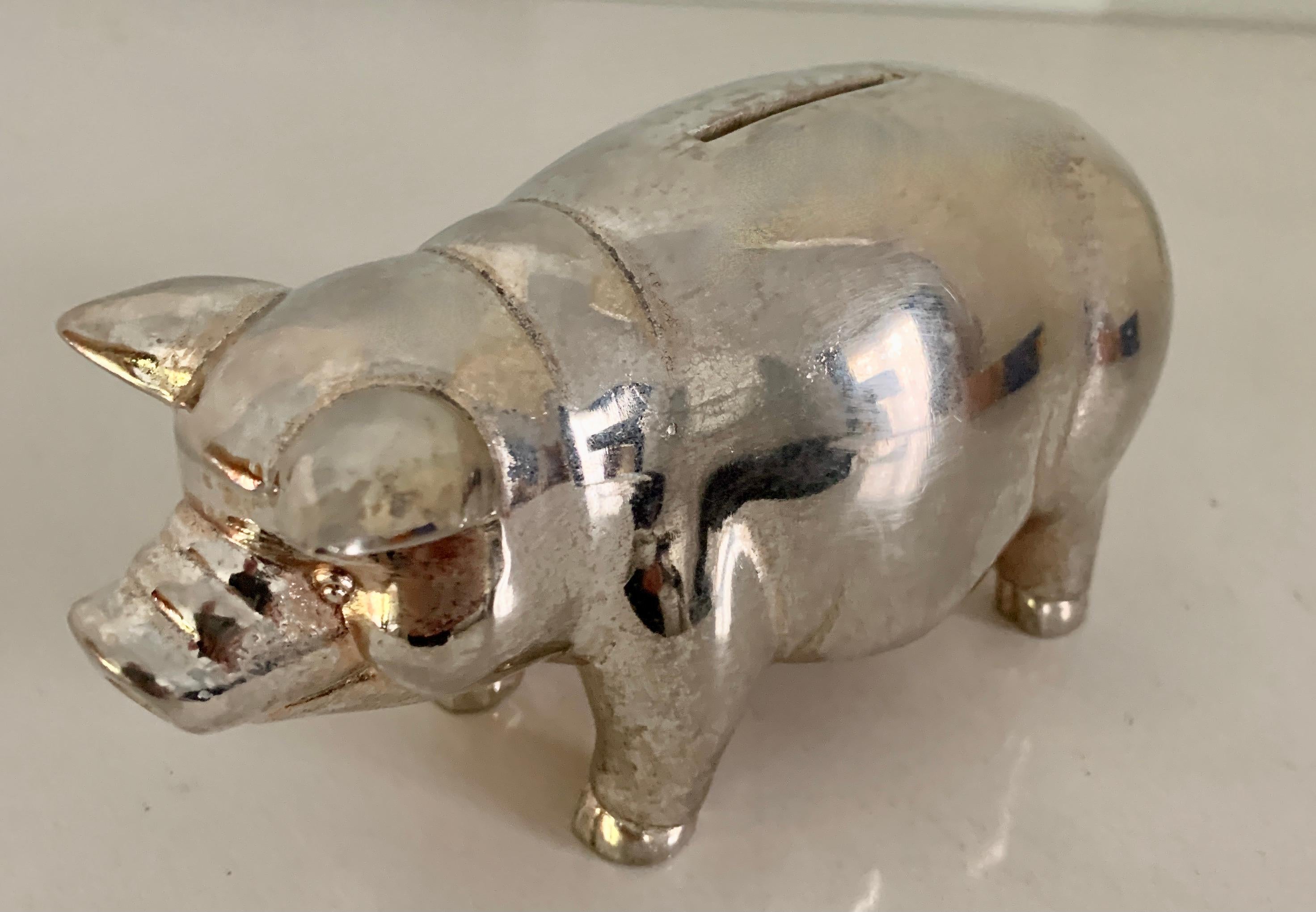 Mid-Century Modern Reed and Barton Silver Plate Piggy Bank