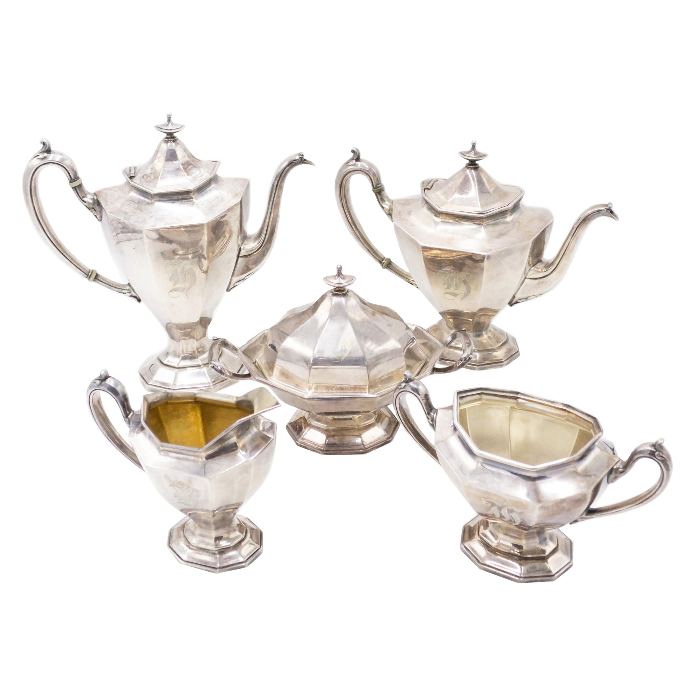 Reed and Barton Silver Plate Tea and Coffee Service Set For Sale