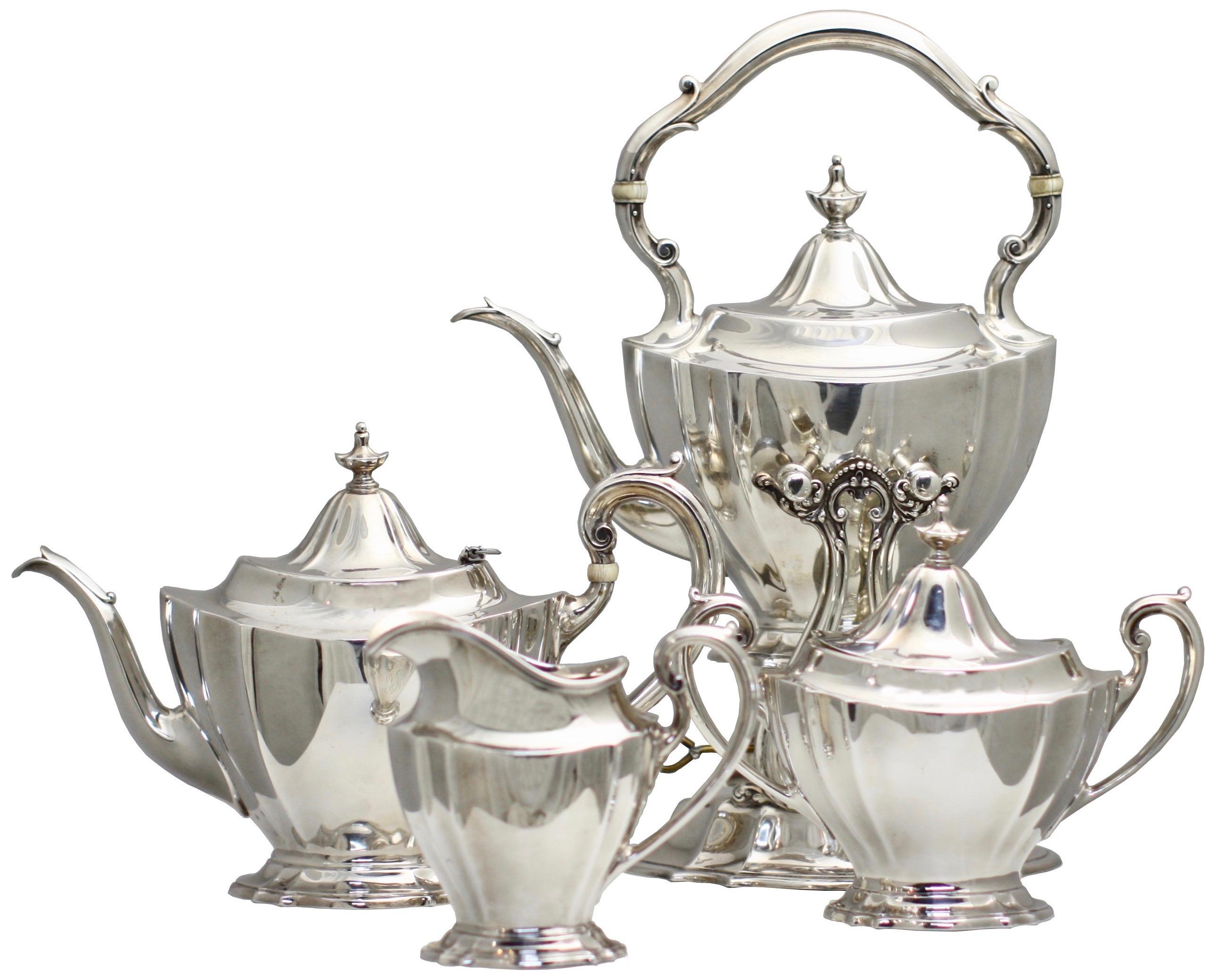 Reed And Barton Sterling Silver Four-Piece Tea And Coffee Service with a Tiffany For Sale 2