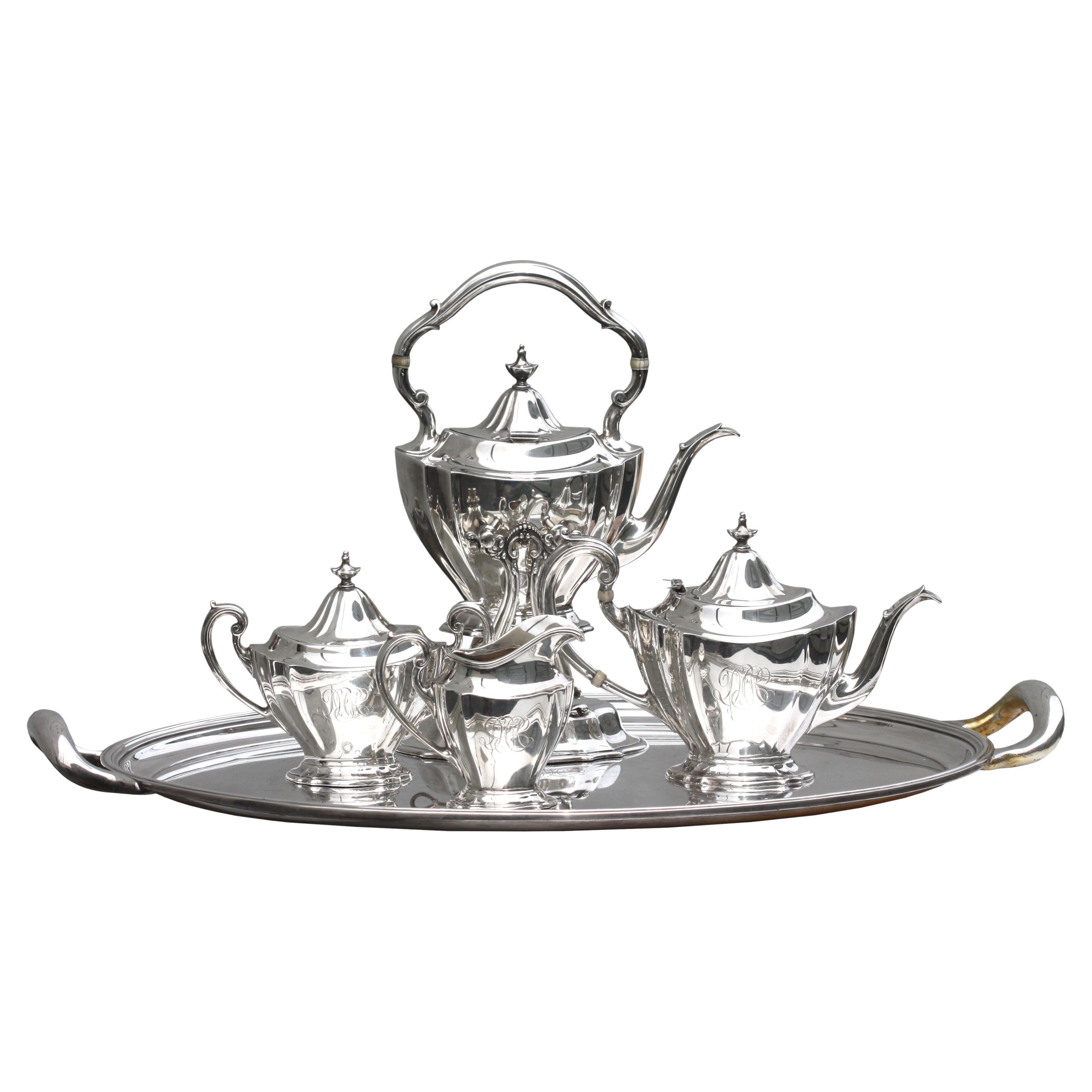 Reed And Barton Sterling Silver Four-Piece Tea And Coffee Service with a Tiffany For Sale