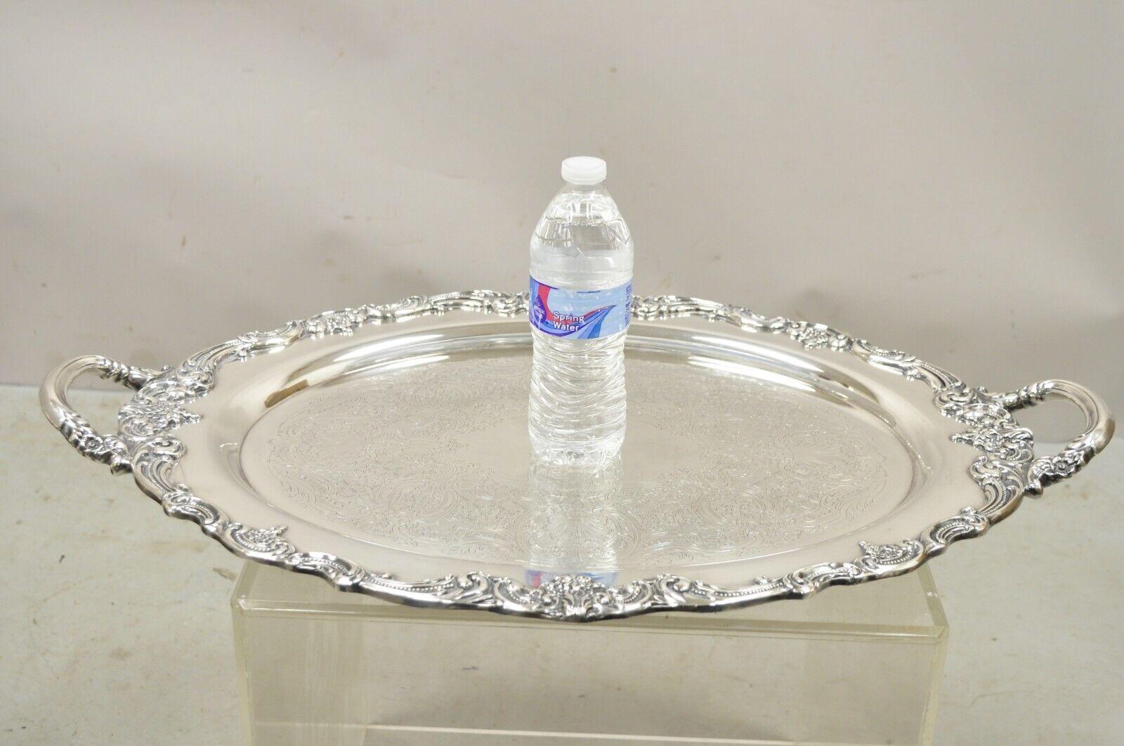 Reed & Barton 1955 25 Silver Plated Oval Twin Handle Large Serving Platter Tray For Sale 2