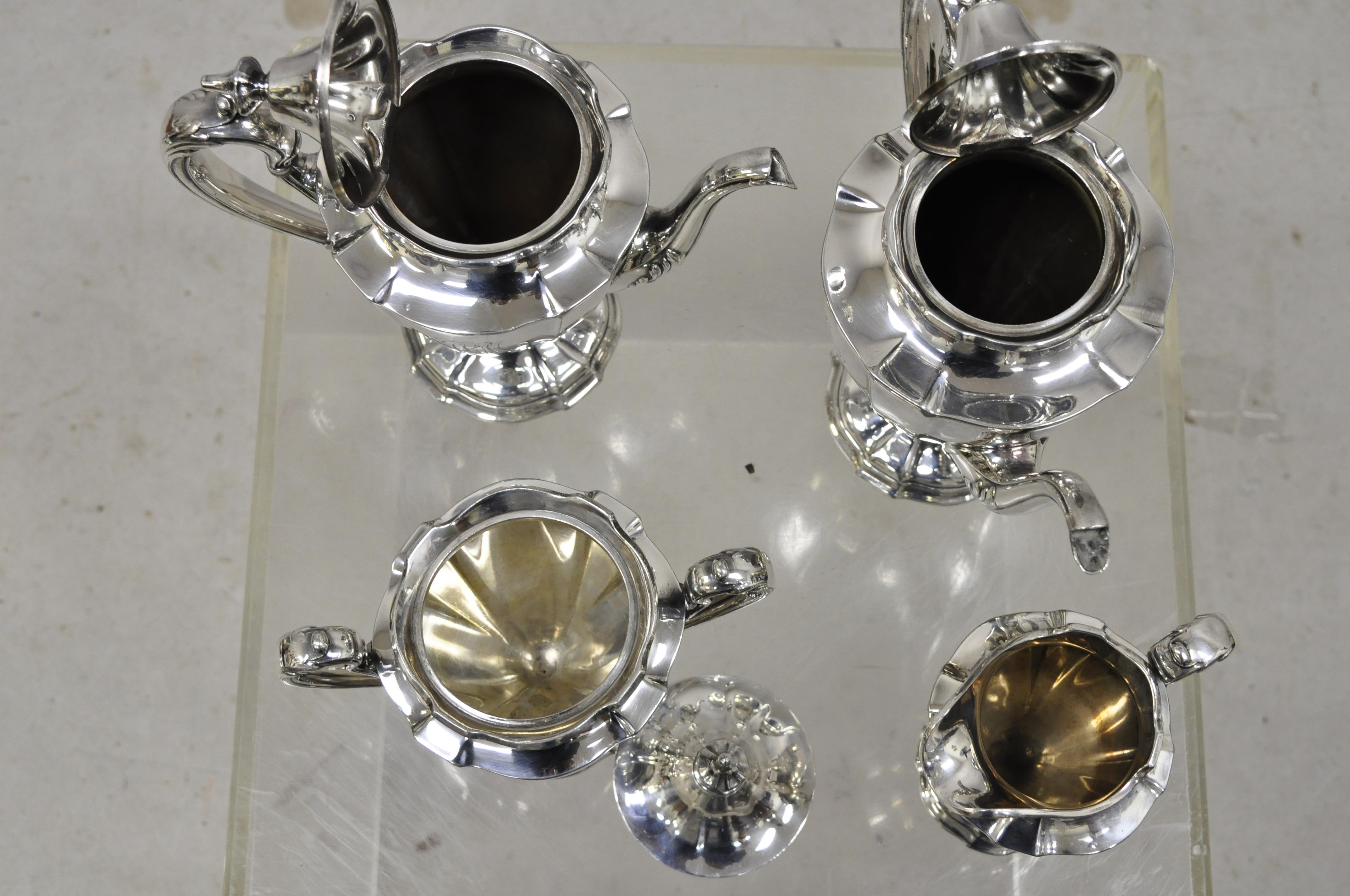 Reed & Barton 3890 Silver Plate Tea Coffee Pot Creamer Service Set of 4 Pieces In Good Condition In Philadelphia, PA