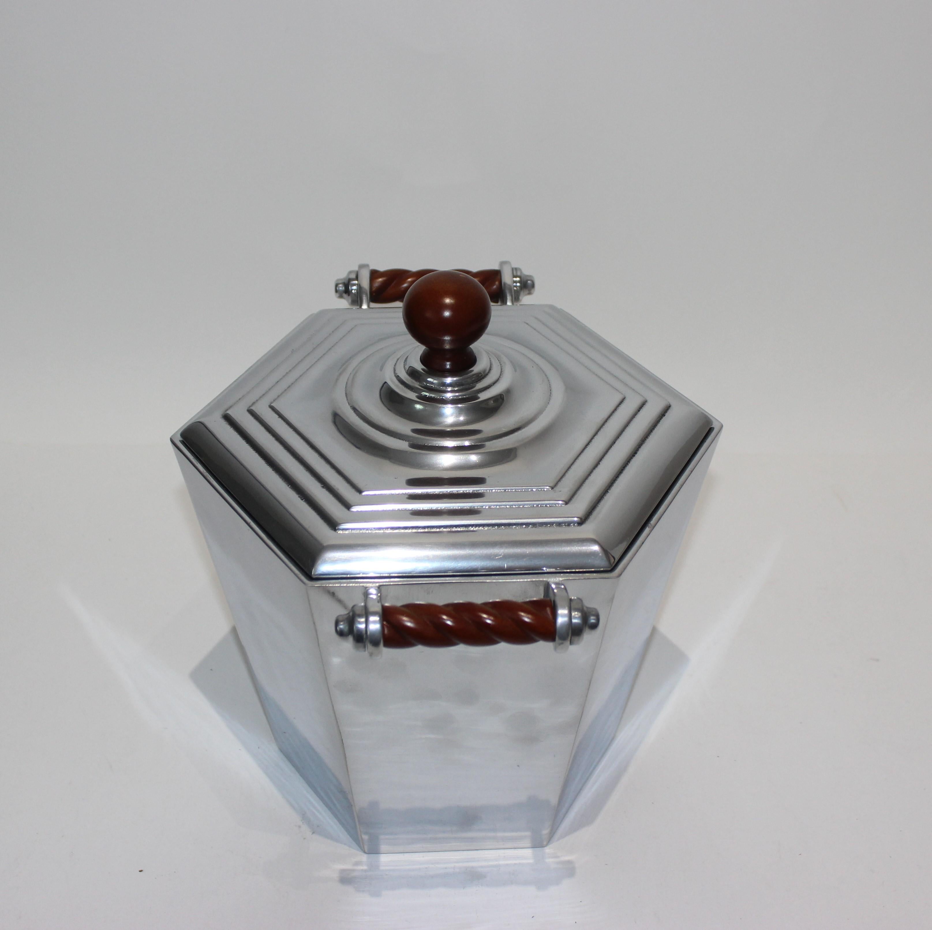 Carved Reed & Barton Art Deco Style Aluminum Ice Bucket