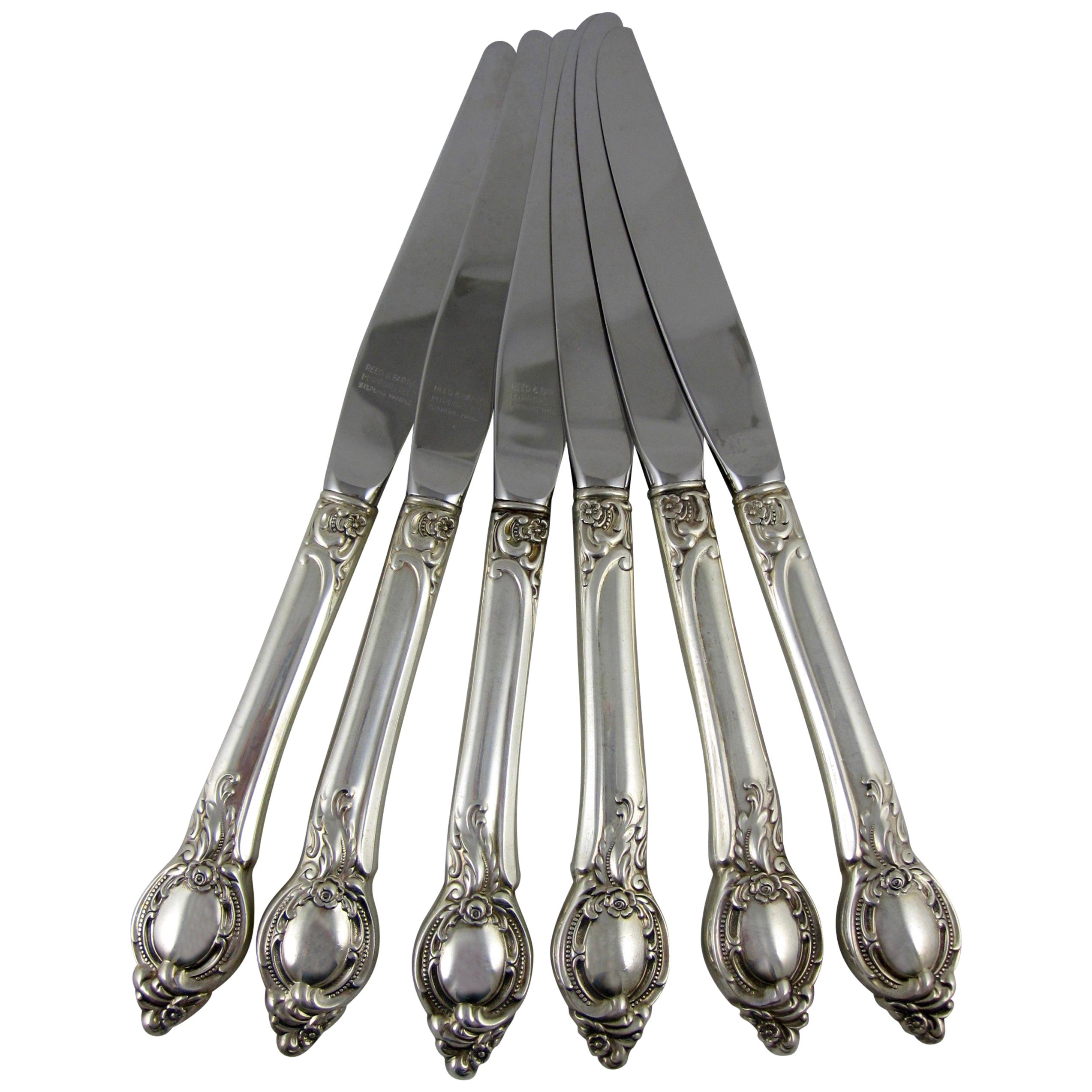 Reed & Barton Cameo Pattern Sterling Silver Dinner Knives, a Set of Six
