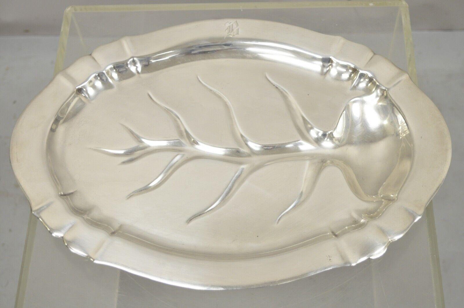 Reed & Barton Chesterfield Silver Plated Footed Metal Tray Serving Platter For Sale 3