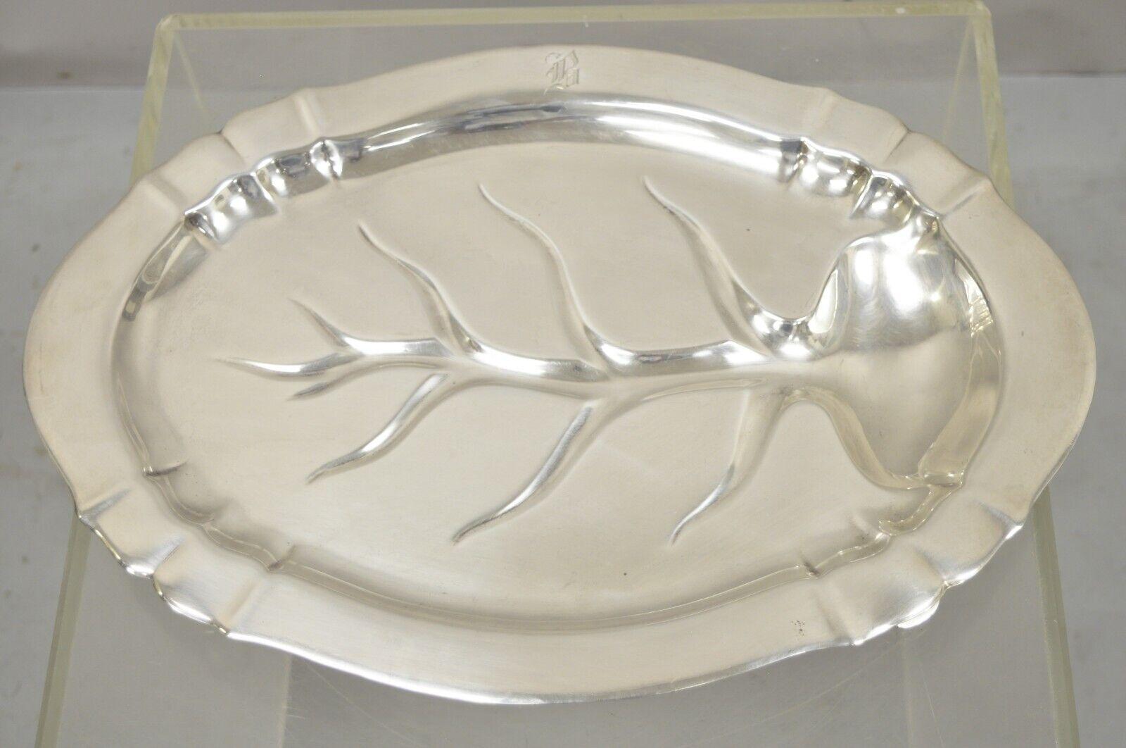 Reed & Barton Chesterfield Bandeja de metal plateada con pie Plato para servir en venta 5