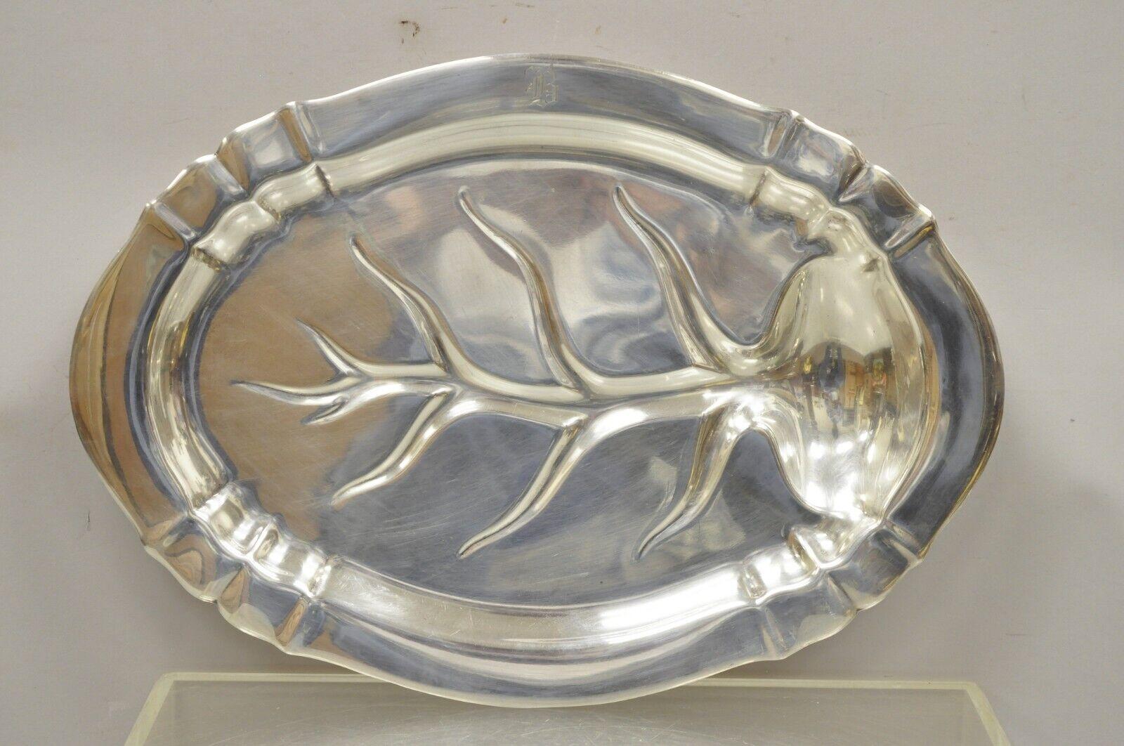 Reed & Barton Chesterfield Bandeja de metal plateada con pie Plato para servir en venta 3
