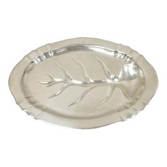 Antique Reed & Barton Chesterfield Silver Plated Footed Metal Tray Serving Platter