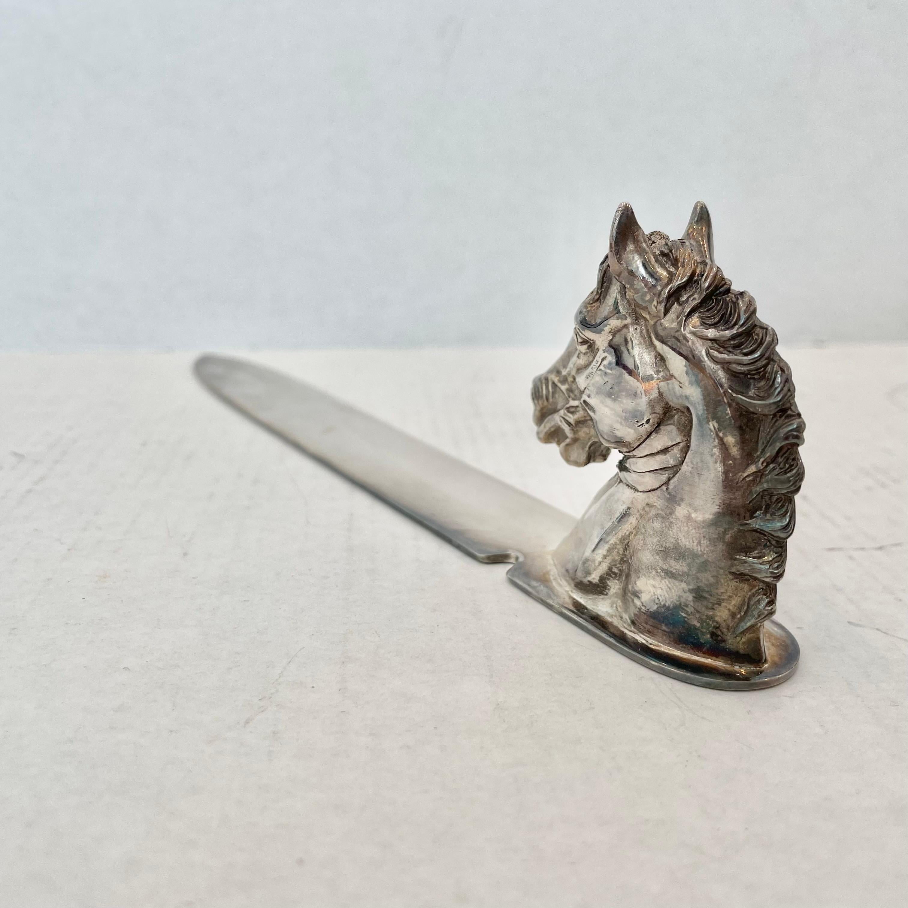 Metal Reed & Barton Equestrian Letter Opener, 1940s USA For Sale