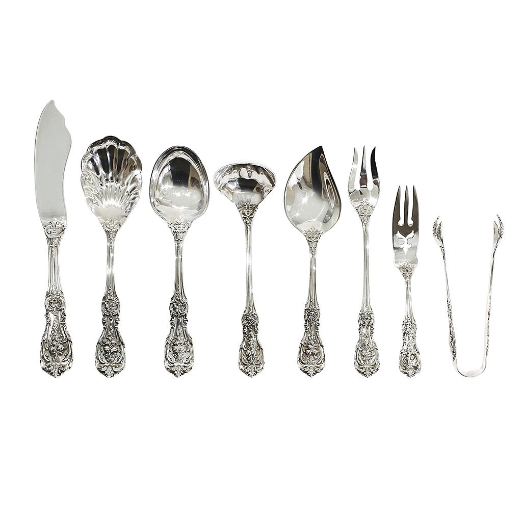 Reed & Barton, Francis 1, 12 Place Setting with Many Extras 179 Total Pieces In Excellent Condition For Sale In Fuquay Varina, NC