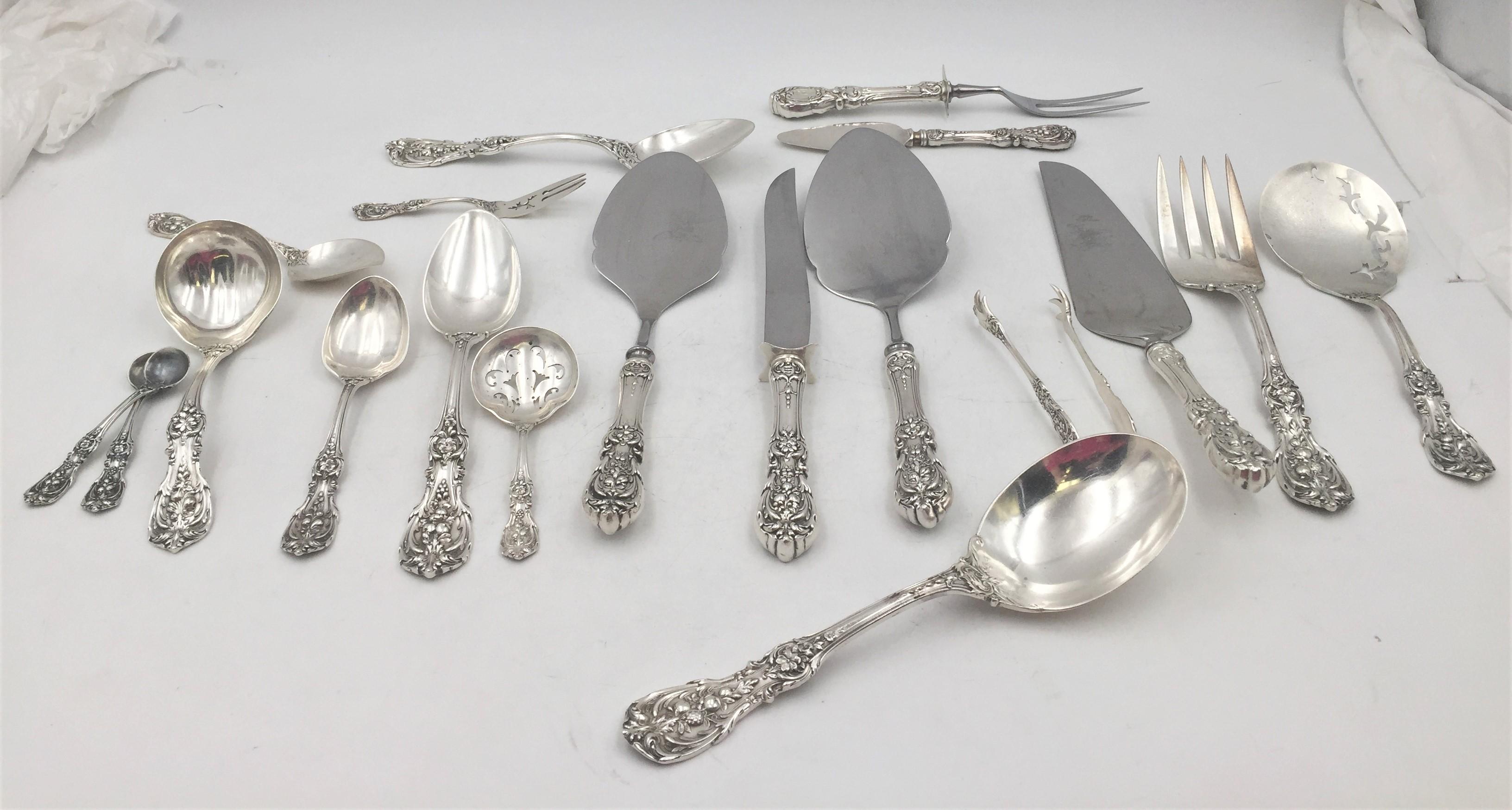 American Reed & Barton Francis I Sterling Silver 205-Piece Flatware Set Art Nouveau Style