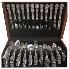 Antique Reed & Barton Francis I Sterling Silver 205-Piece Flatware Set Art Nouveau Style