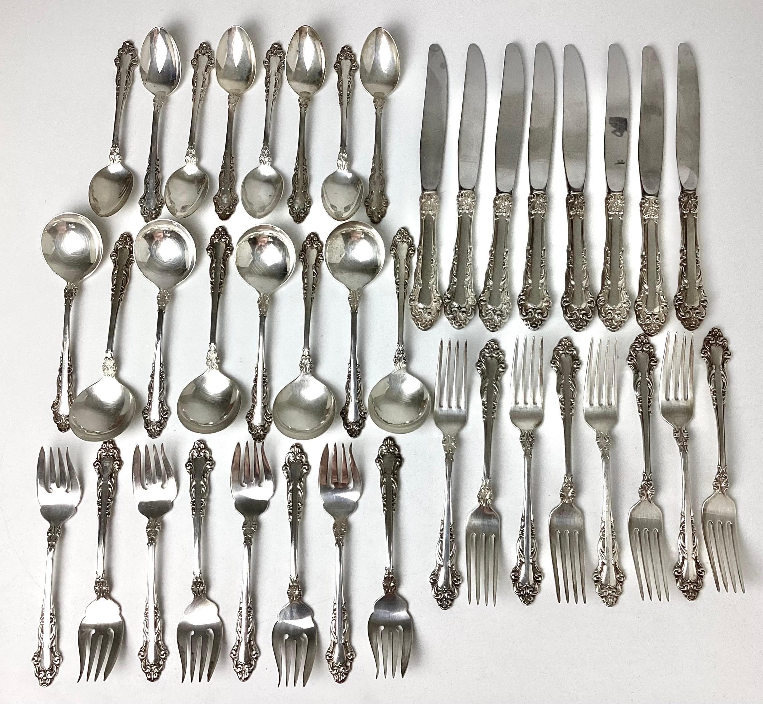 Reed & Barton Grande renaissance sterling flatware setting for 8. Dinner forks-7 1/2