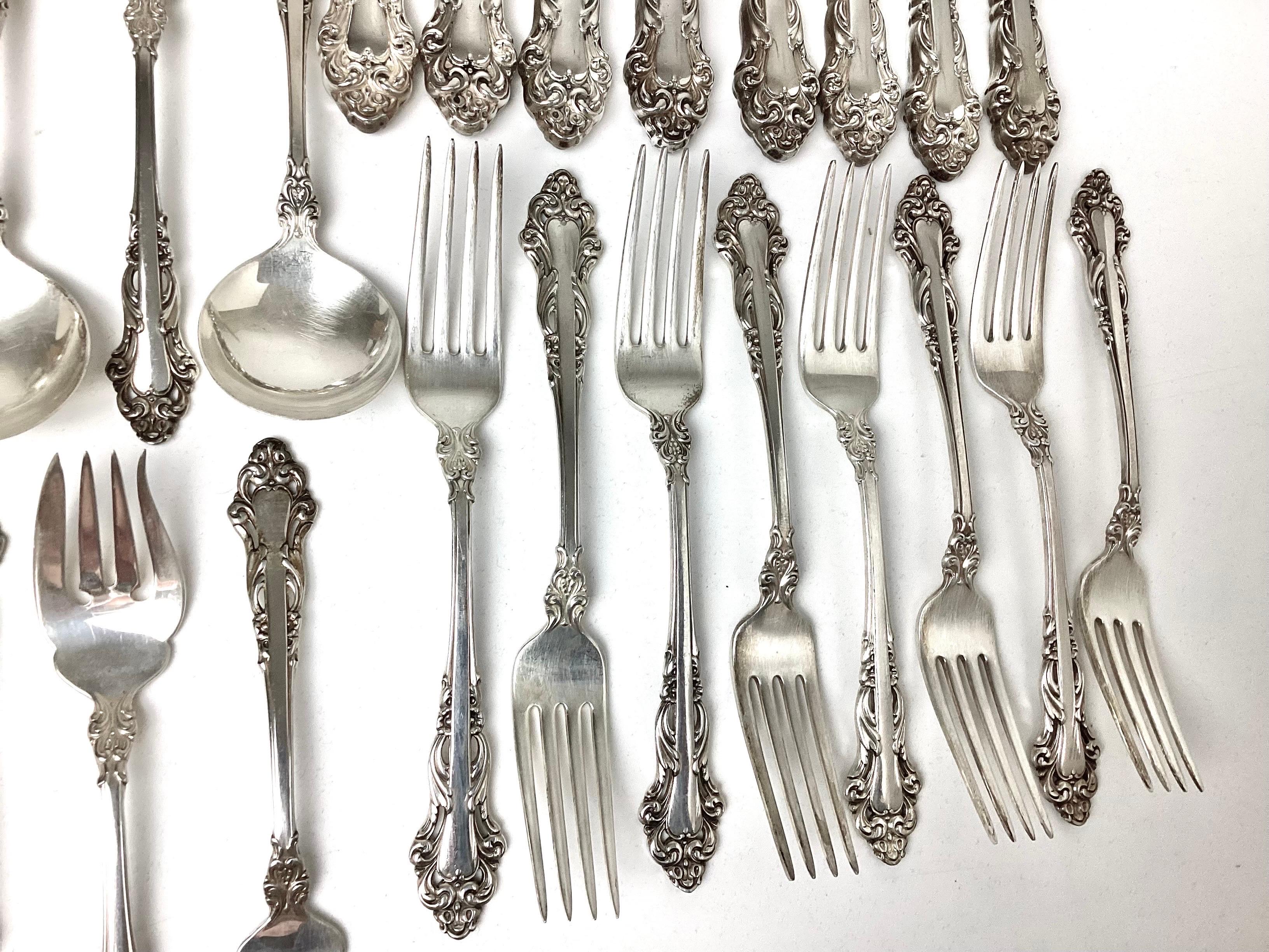 American Reed & Barton Grande Renaissance Sterling Flatware Setting for 8