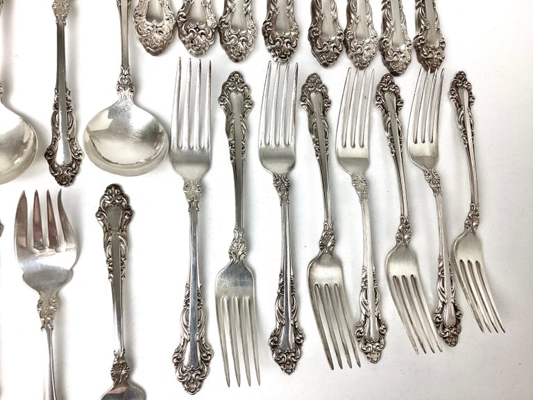 20th Century Reed & Barton Grande Renaissance Sterling Flatware Setting for 8 For Sale