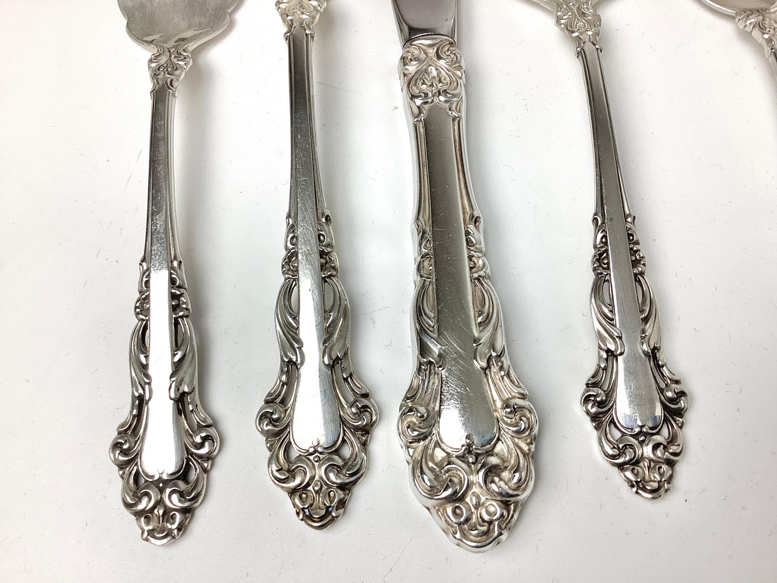 20th Century Reed & Barton Grande Renaissance Sterling Flatware Setting for 8
