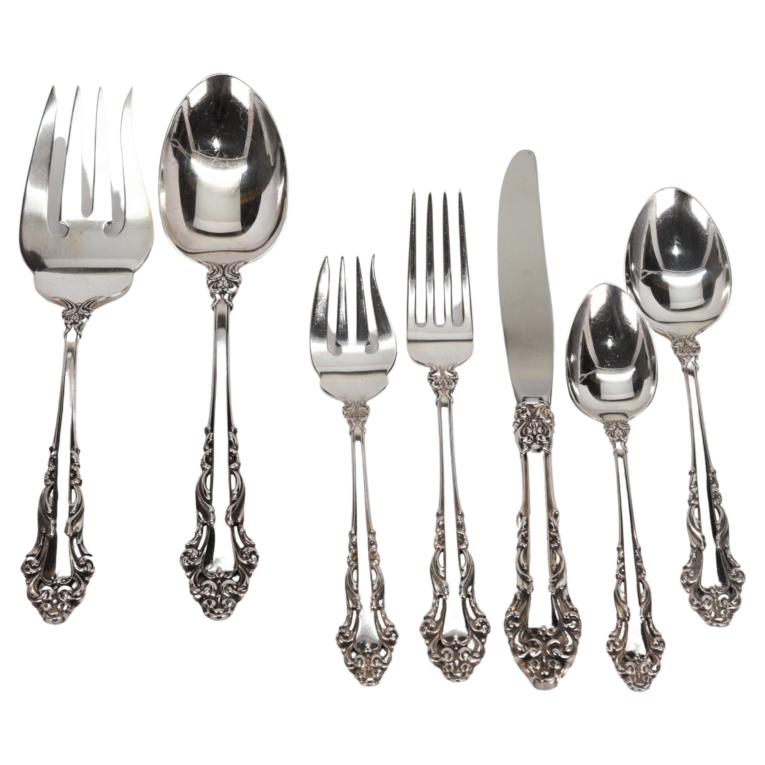 Reed & Barton Grande Renaissance Sterling Silver Flatware 5P Setting for 12  For Sale
