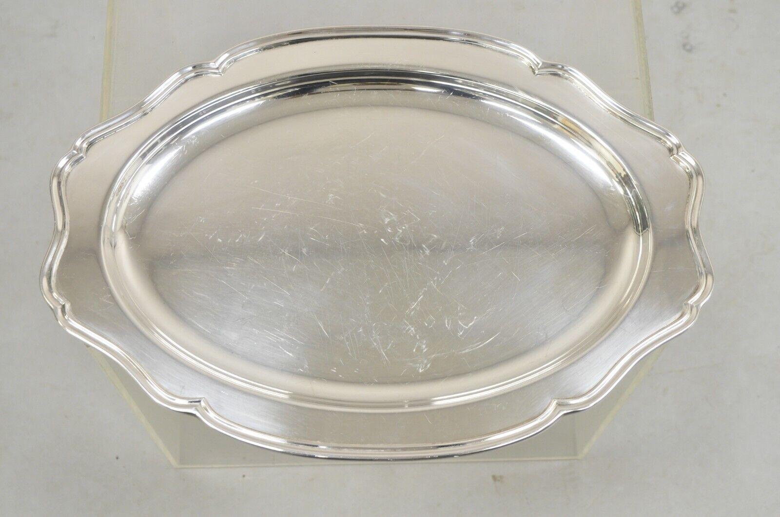 Reed & Barton Hampton Court Silver Plated Oval Scalloped Serving Platter Tray For Sale 3
