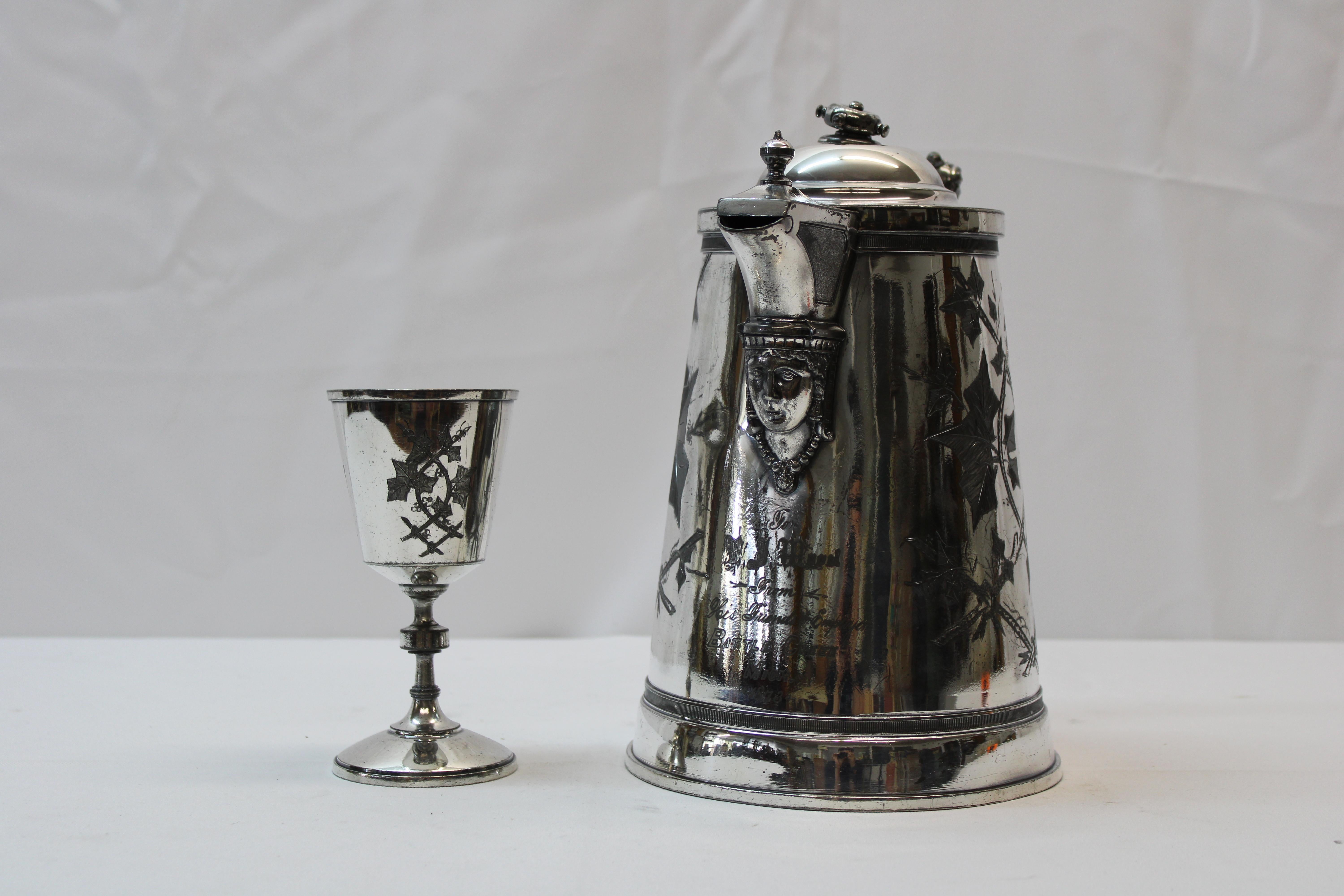 Reed & Barton/James Stimpson Silverplate Water Pitcher & Goblet  For Sale 1