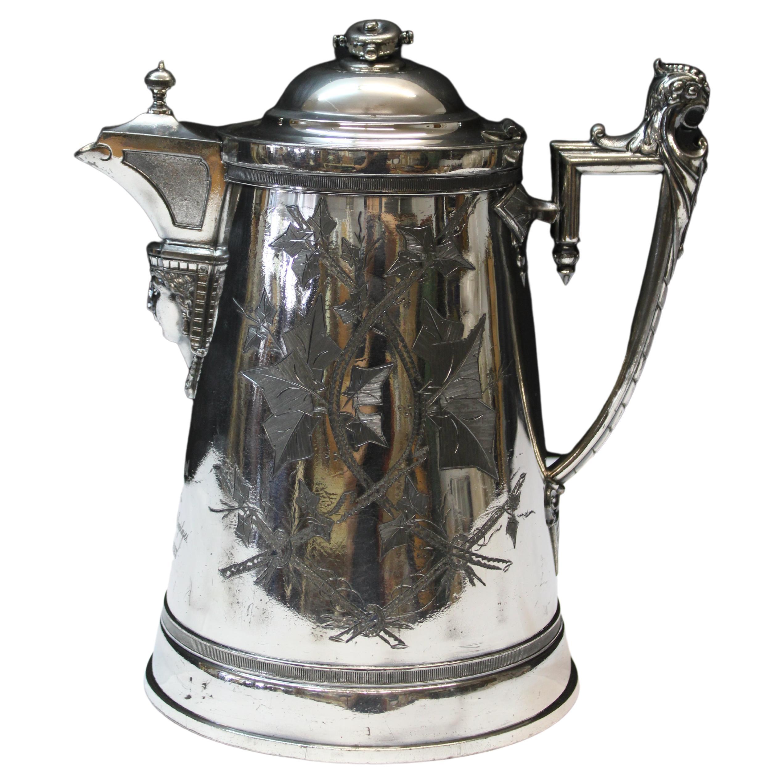 Reed & Barton/James Stimpson Silverplate Water Pitcher & Goblet  For Sale