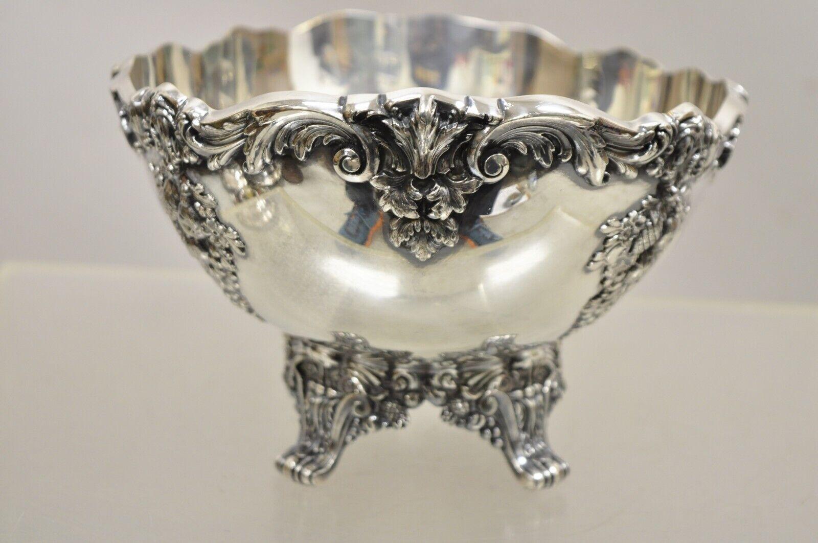 Reed & Barton King Francis 1684 Victorian Silver Plated Oval Footed Serving Bowl 7