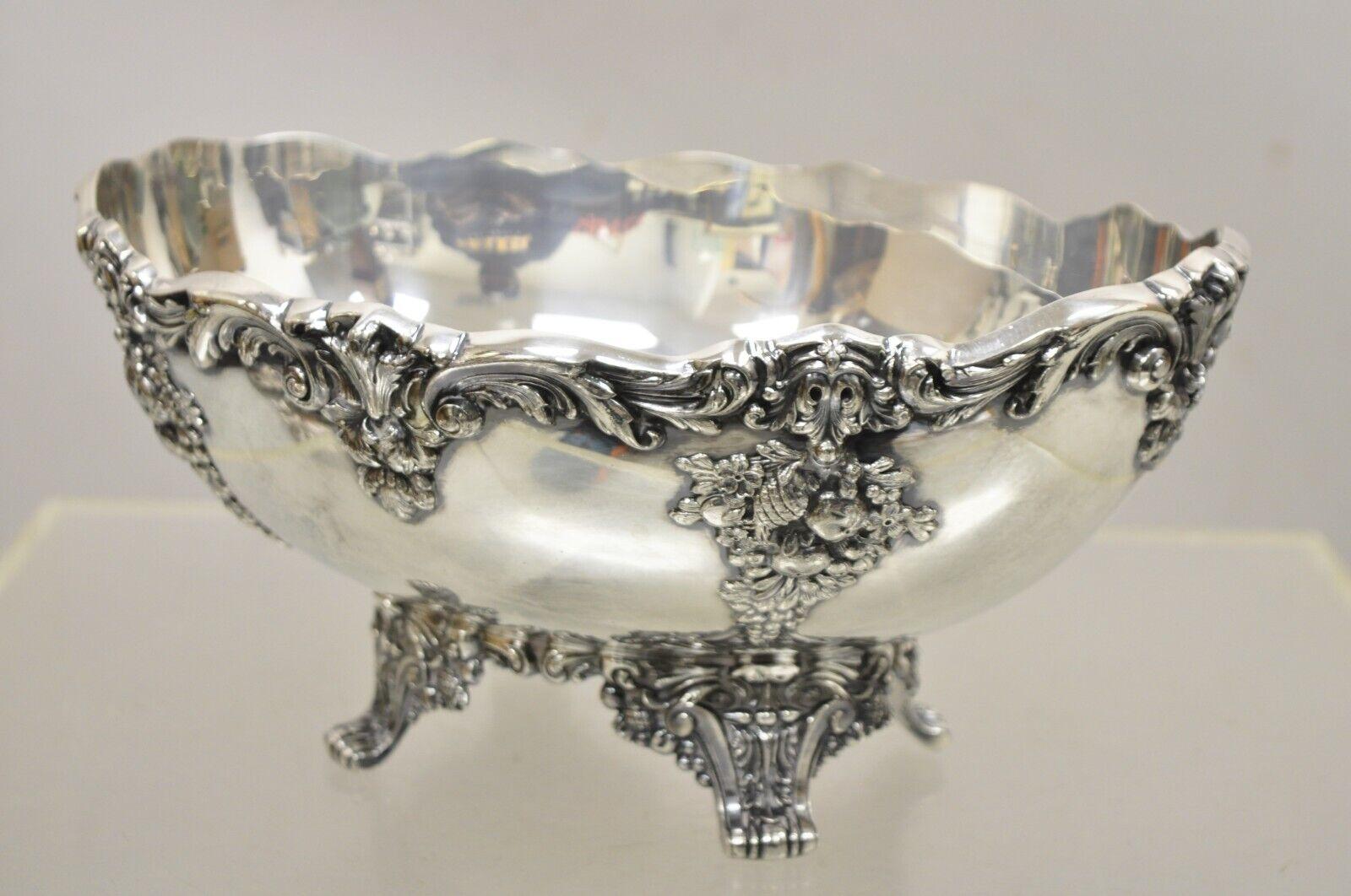 Reed & Barton King Francis 1684 Victorian Silver Plated Oval Footed Serving Bowl 1