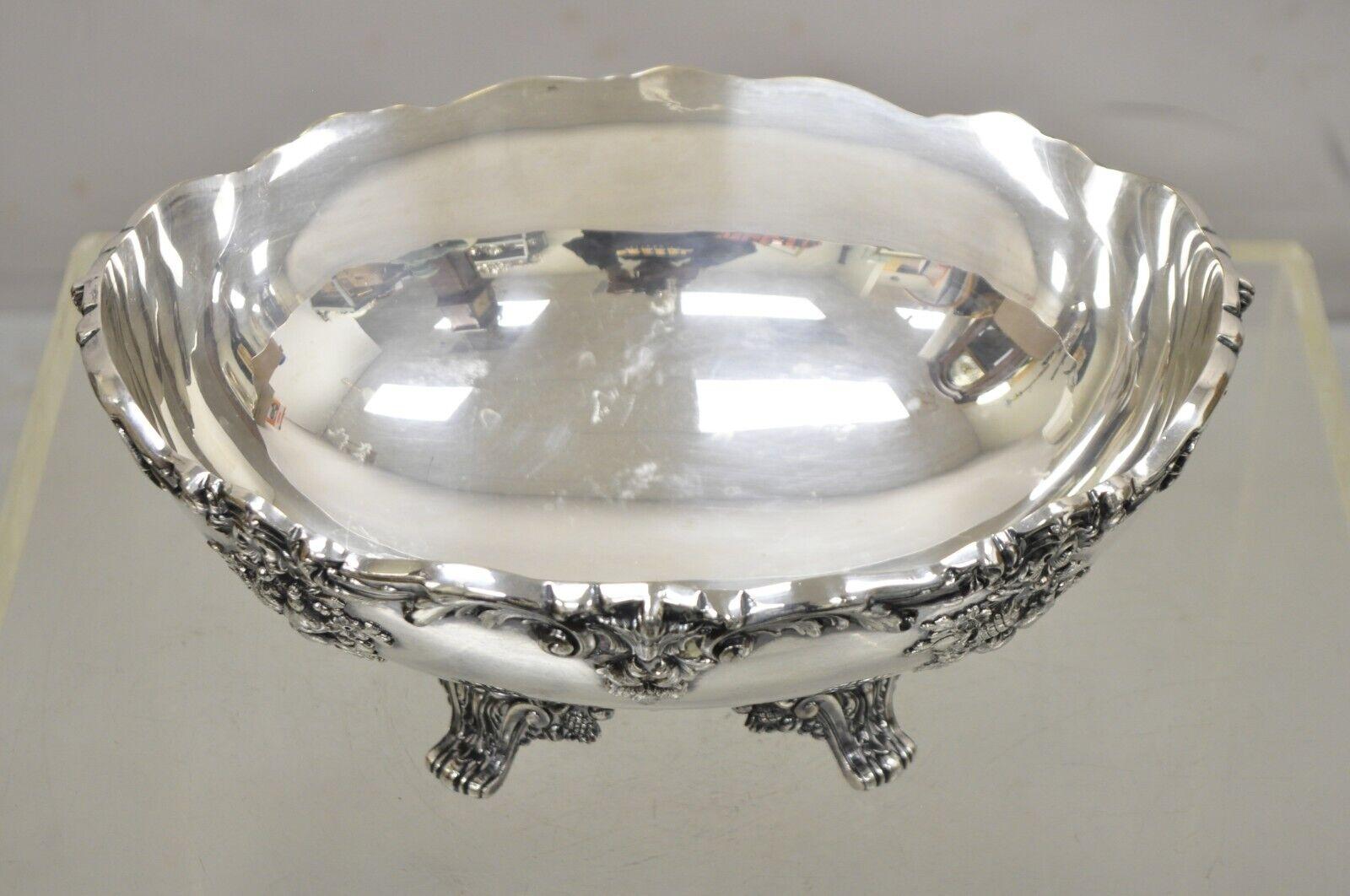 Reed & Barton King Francis 1684 Victorian Silver Plated Oval Footed Serving Bowl 2
