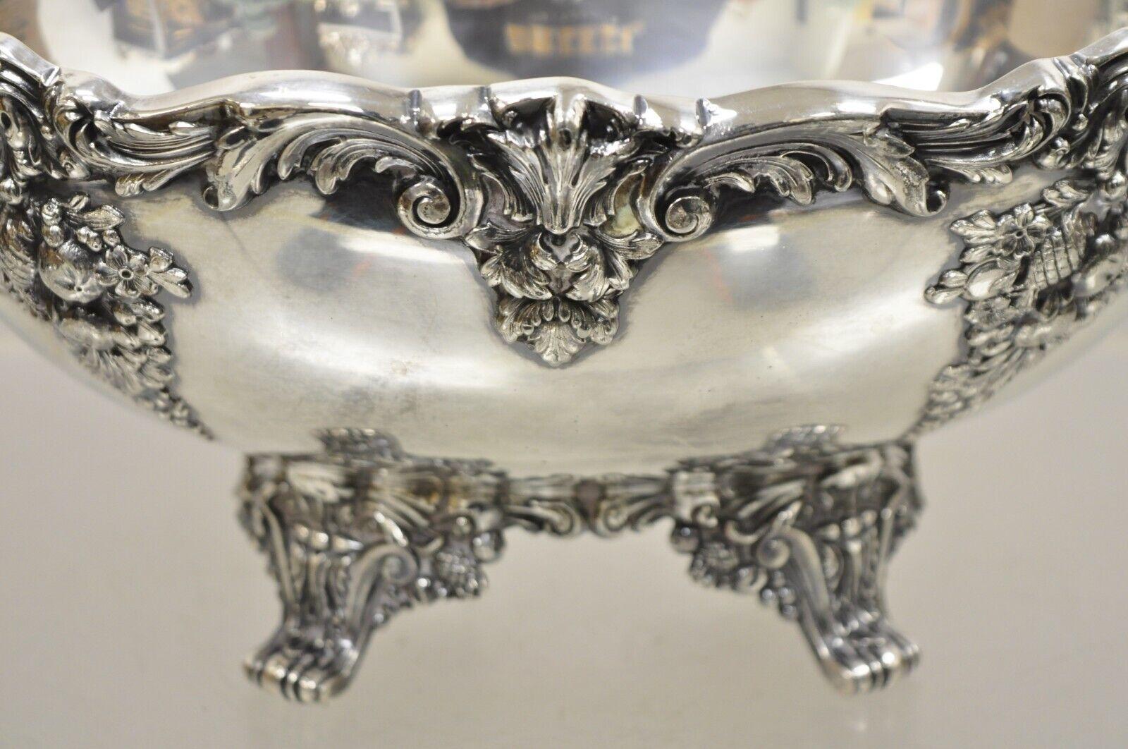 Reed & Barton King Francis 1684 Victorian Silver Plated Oval Footed Serving Bowl 4