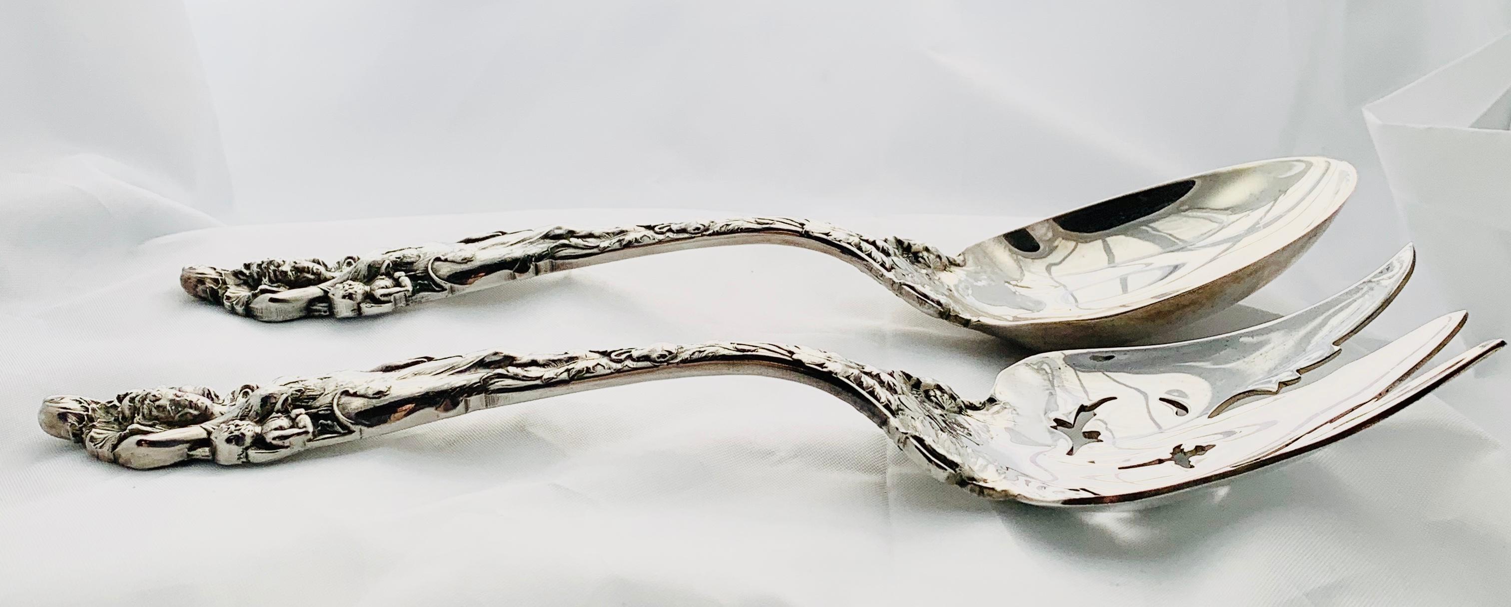 Reed & Barton Love Disarmed Pattern Sterling Silver Salad Fork and Spoon Set 4