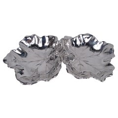 Reed & Barton Midcentury Modern Sterling Silver Double-Leaf Dish, 1948