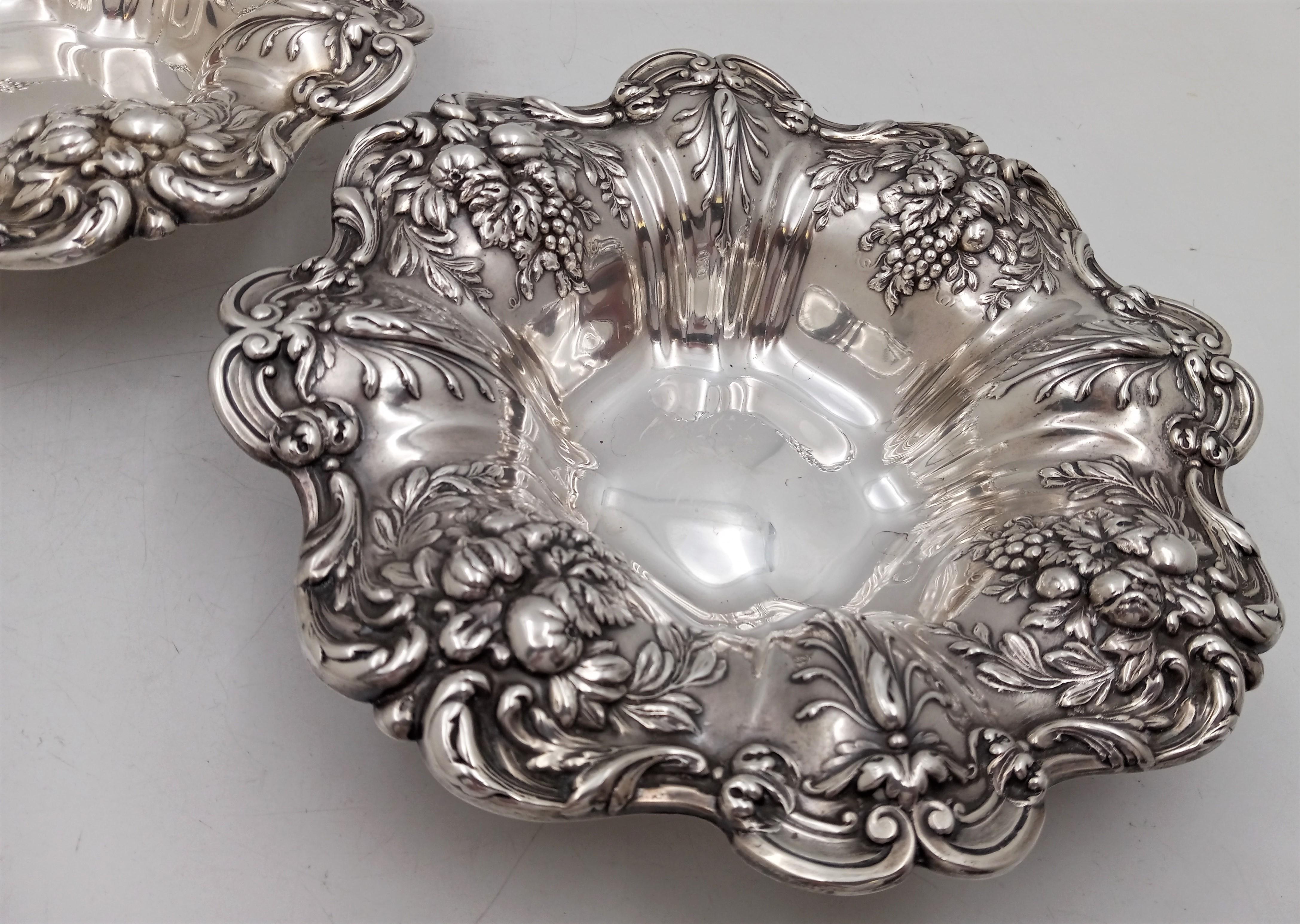 American Reed & Barton Pair of Sterling Silver Francis I Bowls/ Dishes Art Nouveau Style