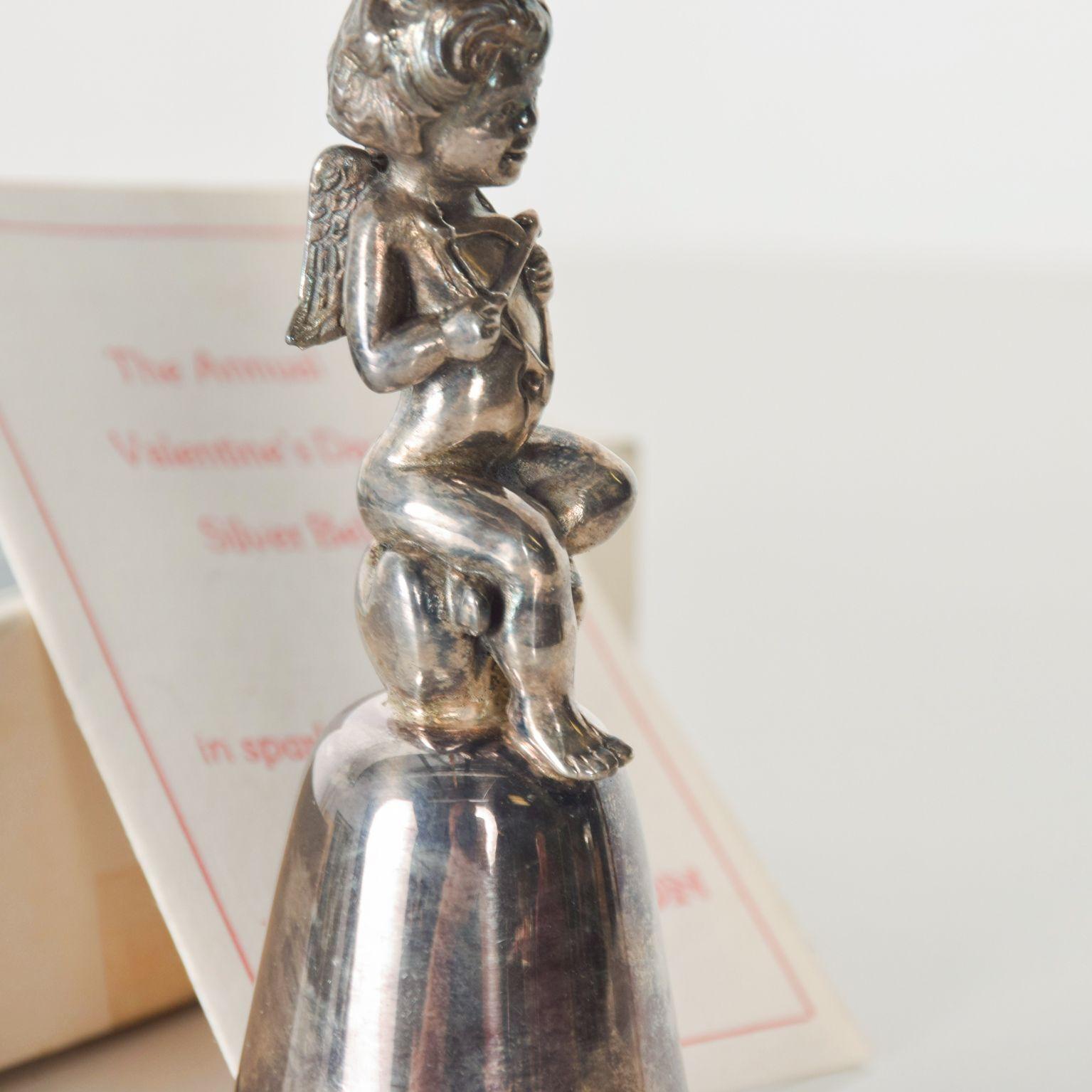 American Reed & Barton Silver Heart Angel Bell Boxed Vintage Valentine