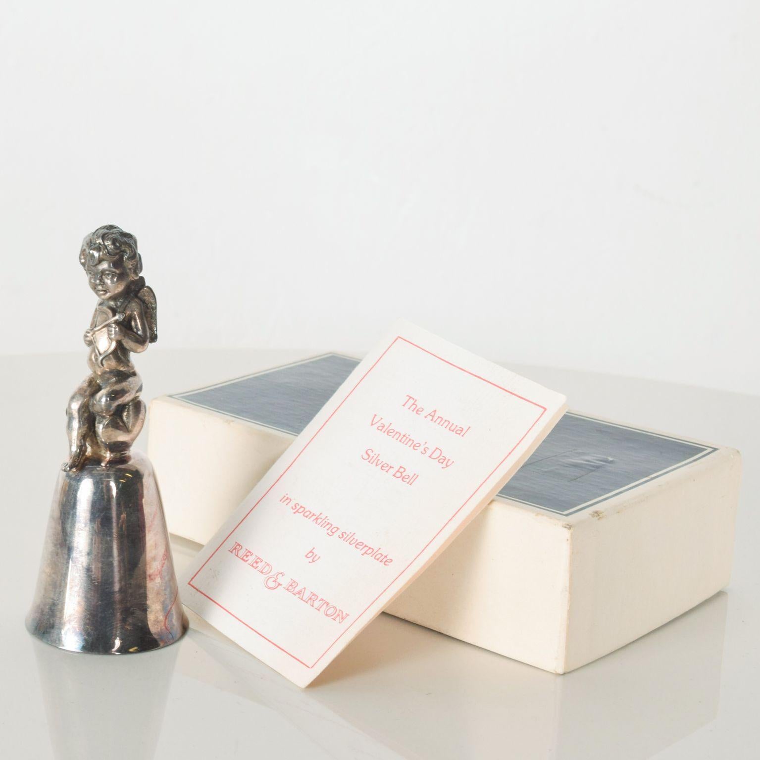 Silver Plate Reed & Barton Silver Heart Angel Bell Boxed Vintage Valentine