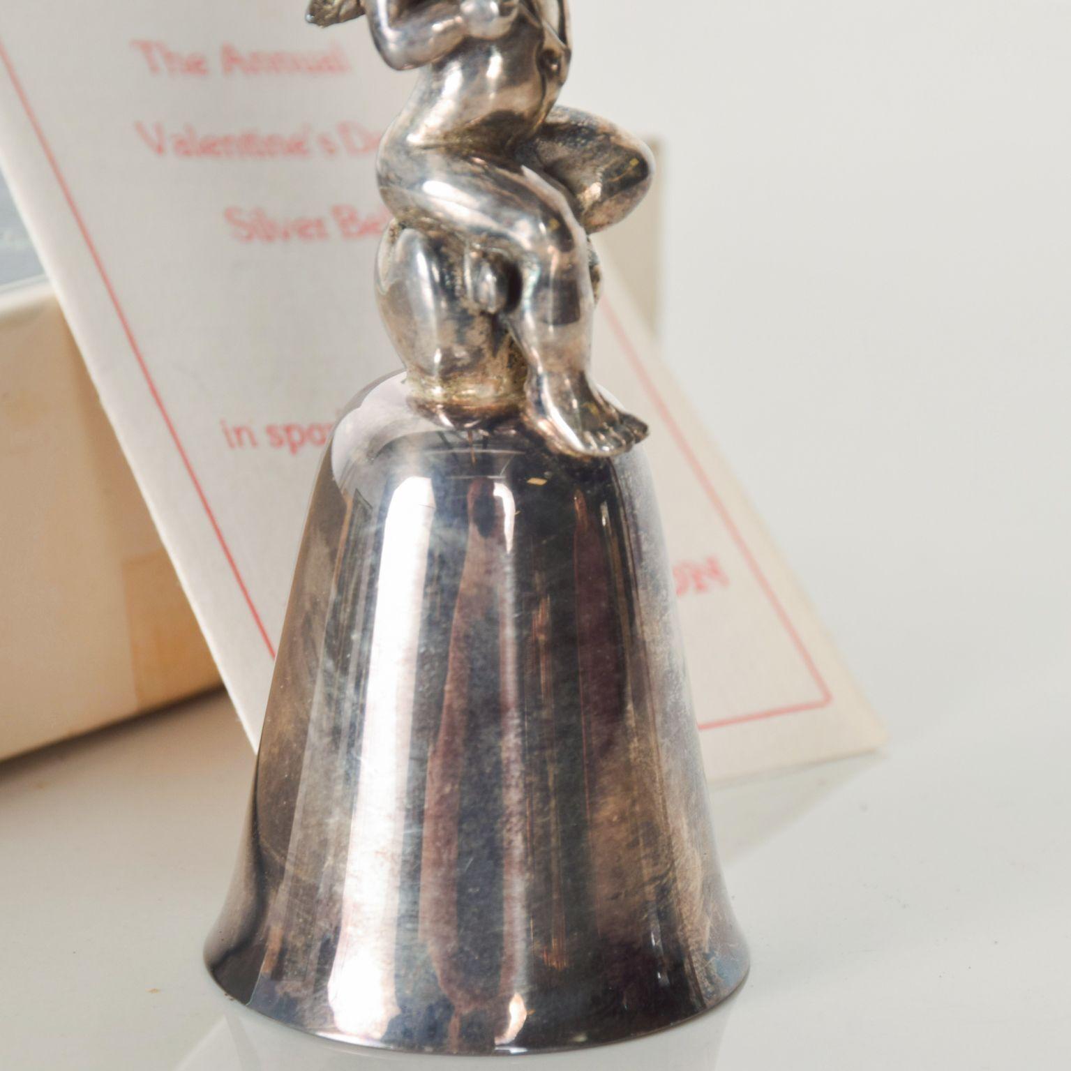 Reed & Barton Silver Heart Angel Bell Boxed Vintage Valentine 1