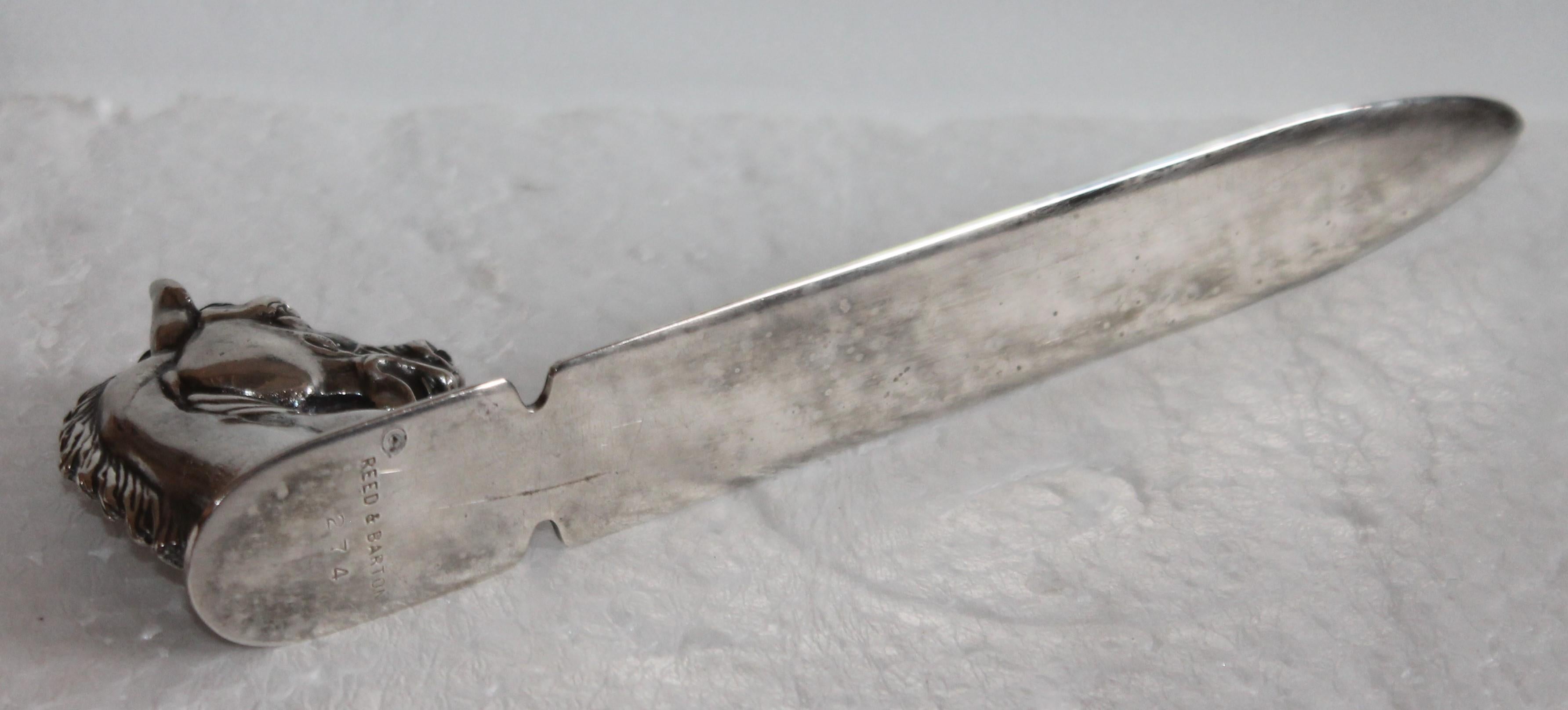Hand-Crafted Reed & Barton Silver Horse Head Letter  Opener For Sale