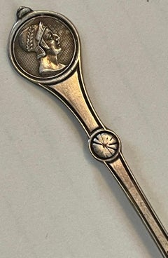 Reed & Barton Silver Plate Roman Medallion Salt Cellar Spoon
