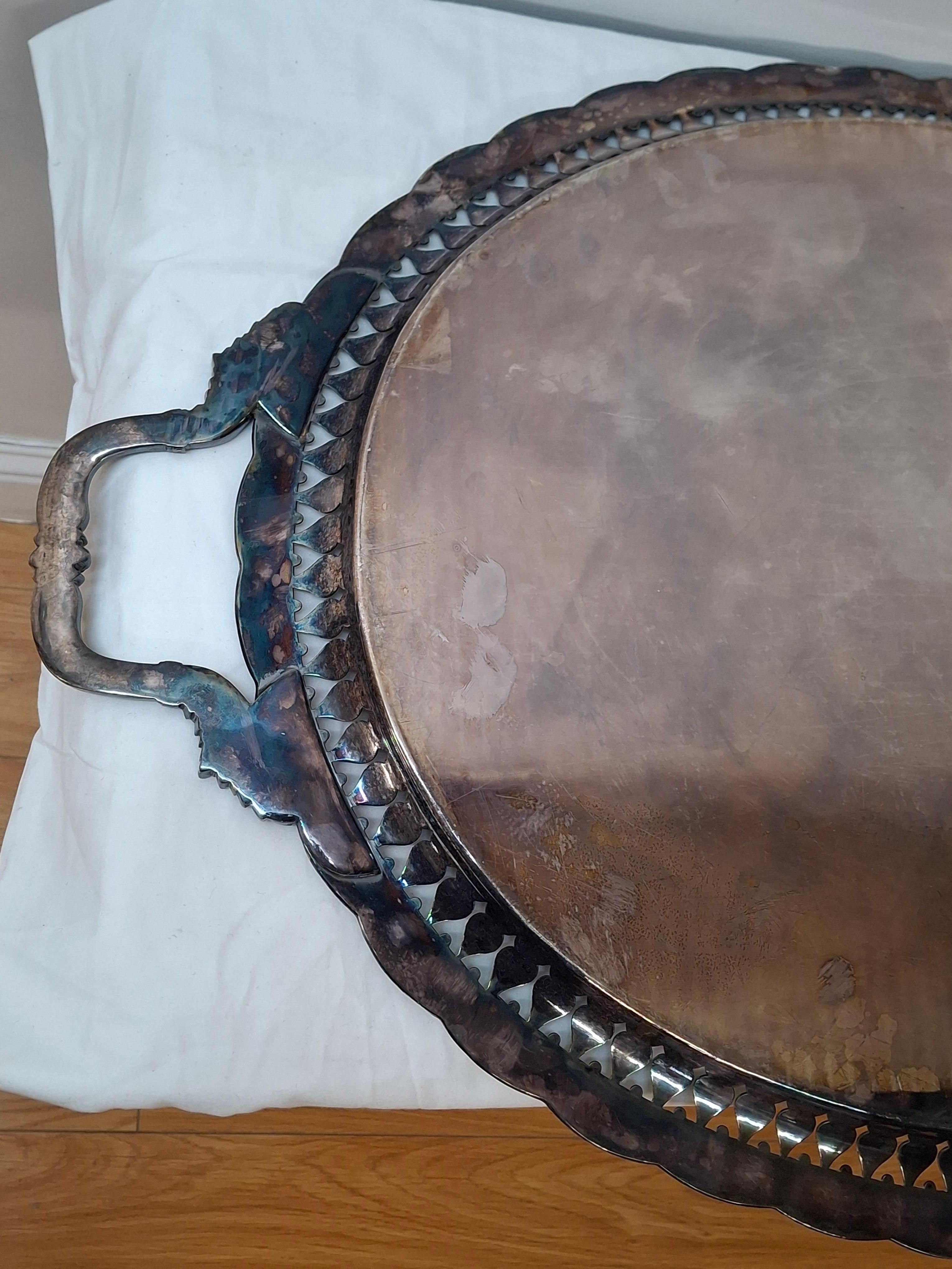 Reed & Barton Bandeja de servicio grande bañada en plata en venta 4