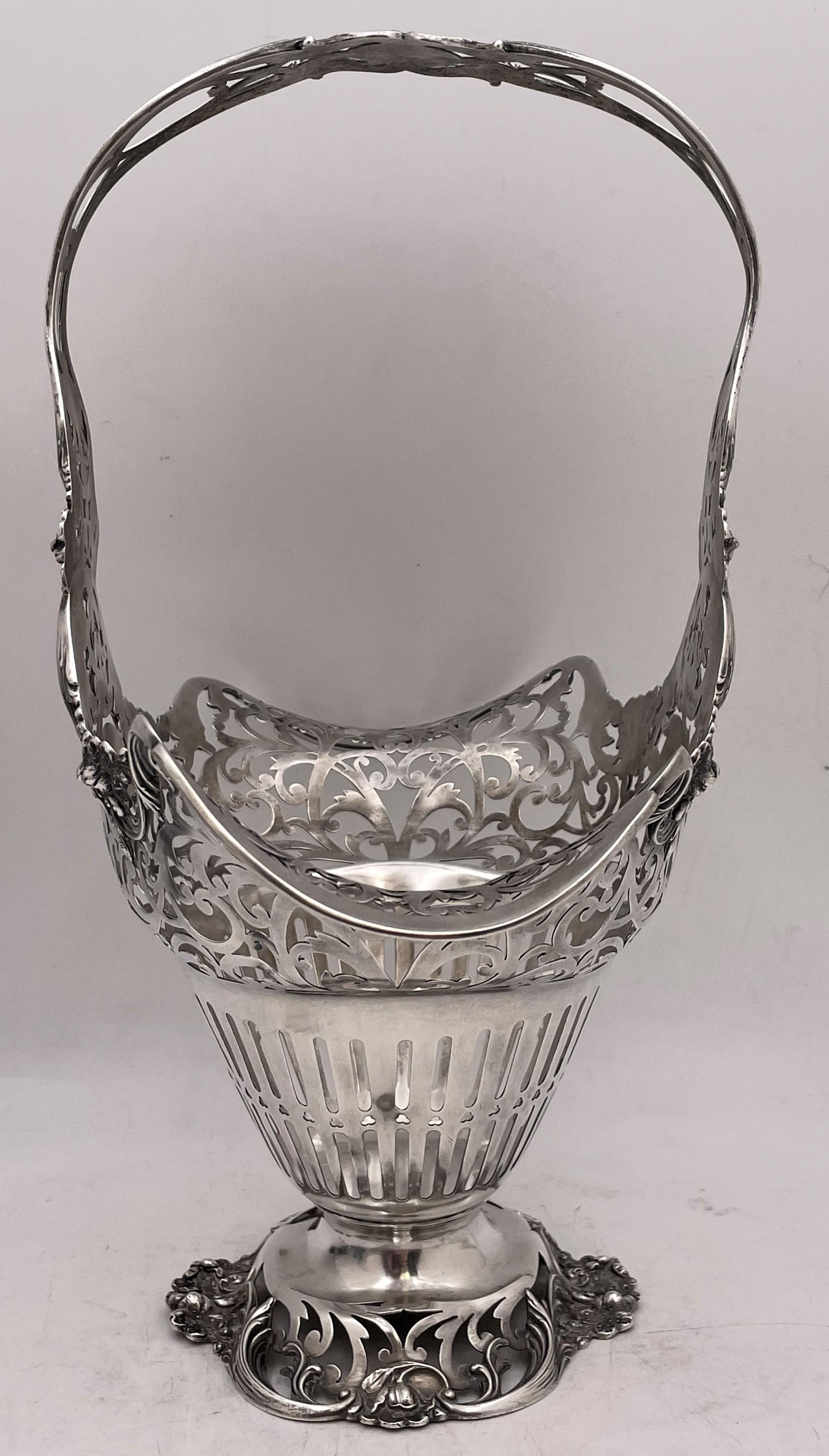 American Reed & Barton Sterling Silver Basket Bowl Art Nouveau Style Early 20th Century For Sale