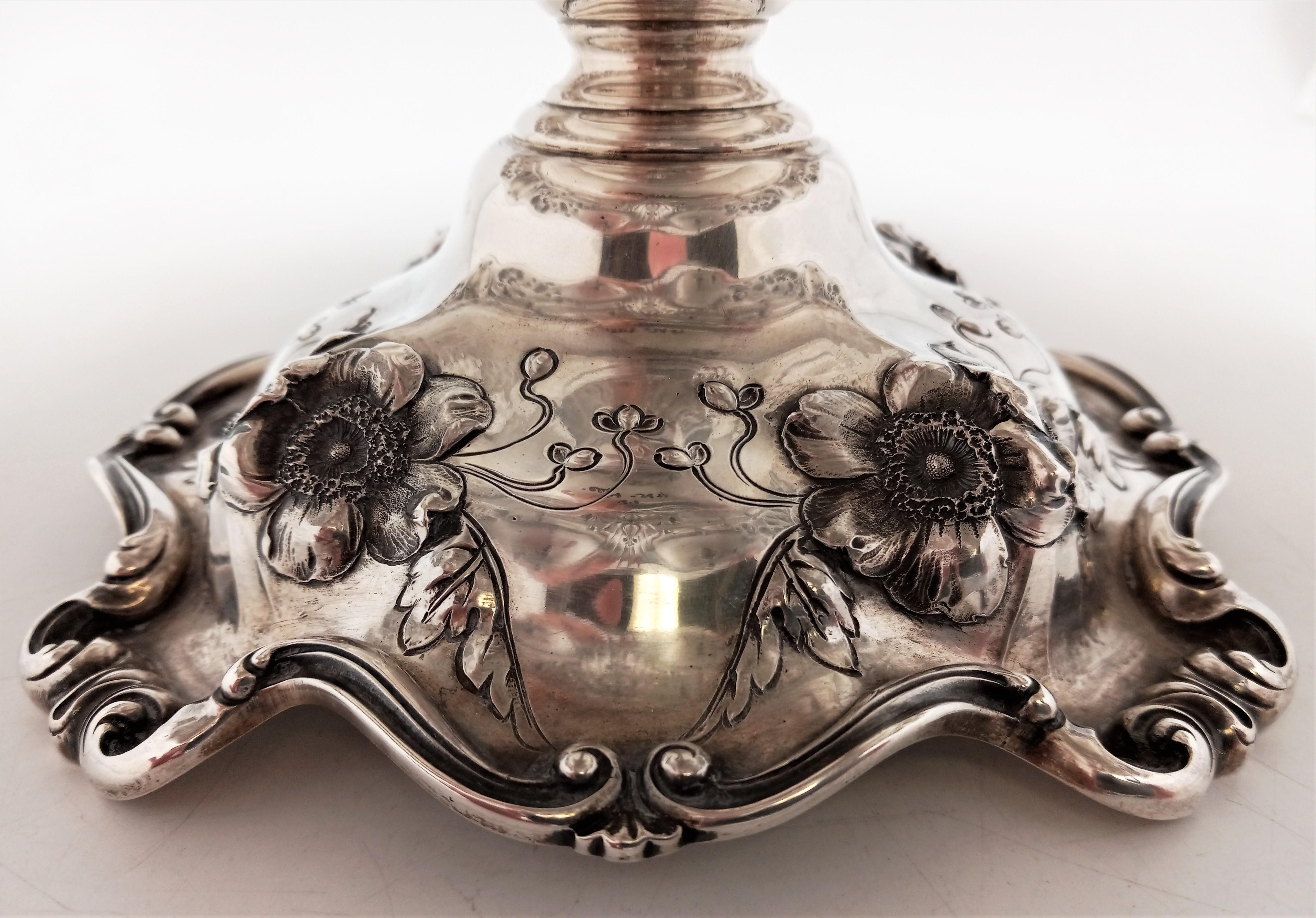 Reed & Barton Sterling Silver Compote in Art Nouveau Style Les Cinq Fleurs 3